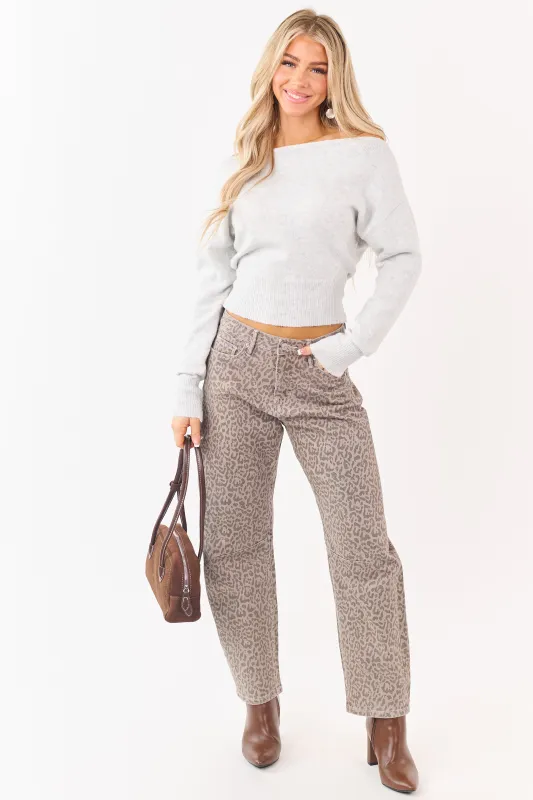 Mica Denim Ash Leopard Barrel Tummy Control Jeans made by Mica Denim