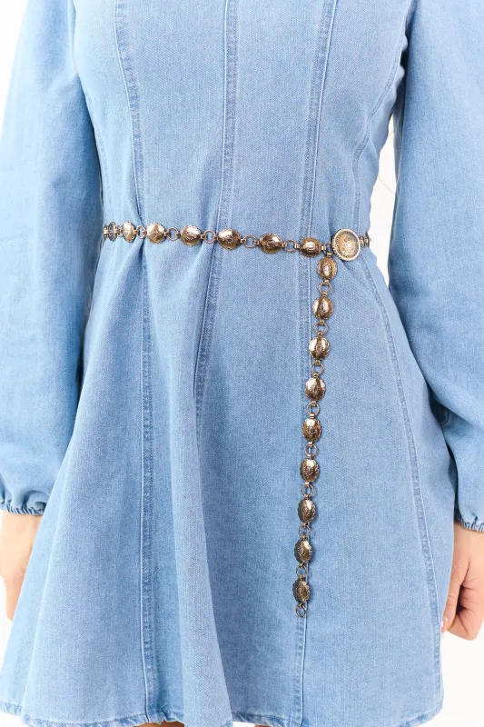 Gold Etched Mini Concho Disc Chain Link Belt sold by Lime Lush