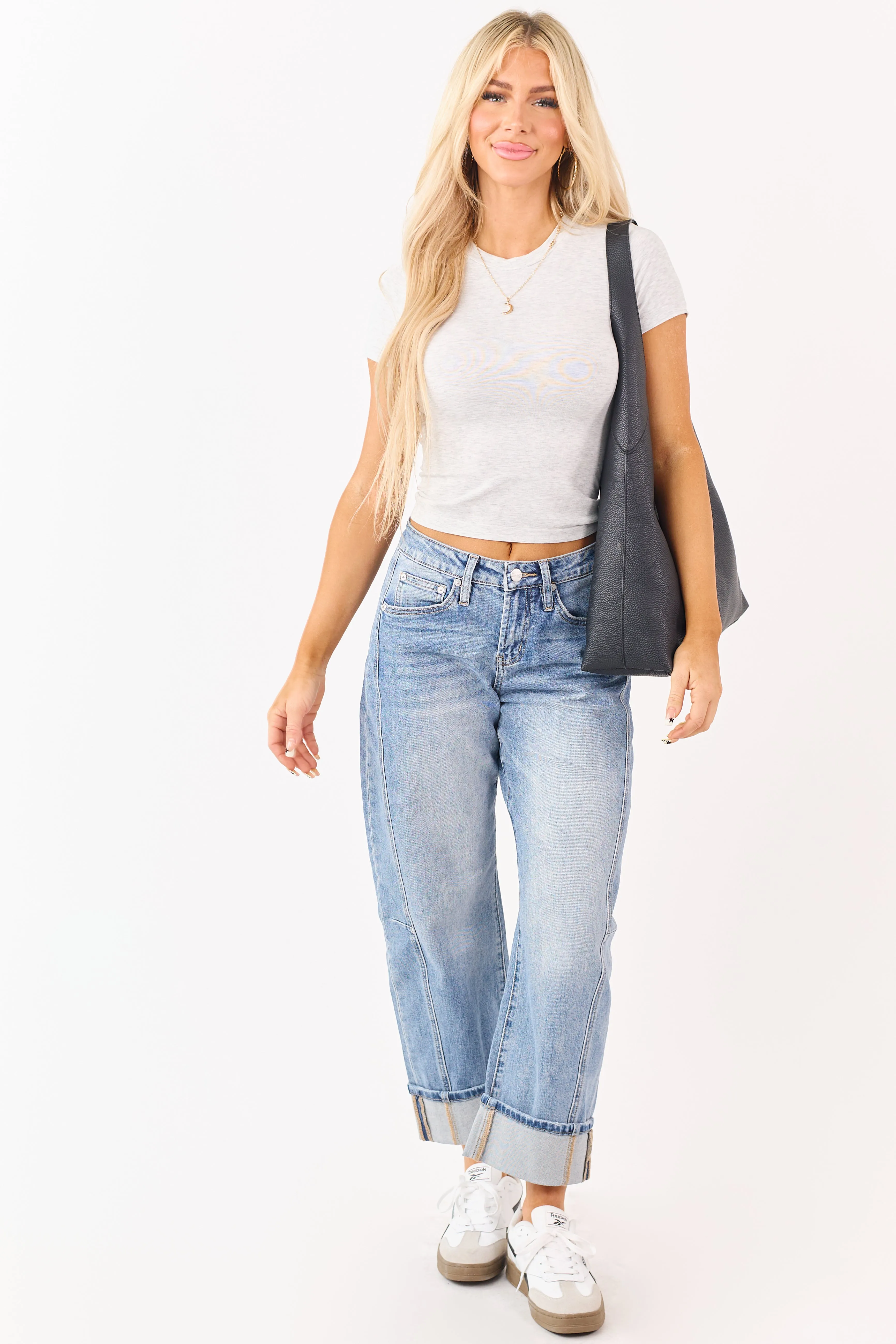 Heather Grey Short Sleeve Fitted Knit Crop Top sold by Lime Lush product image thumbnail 3