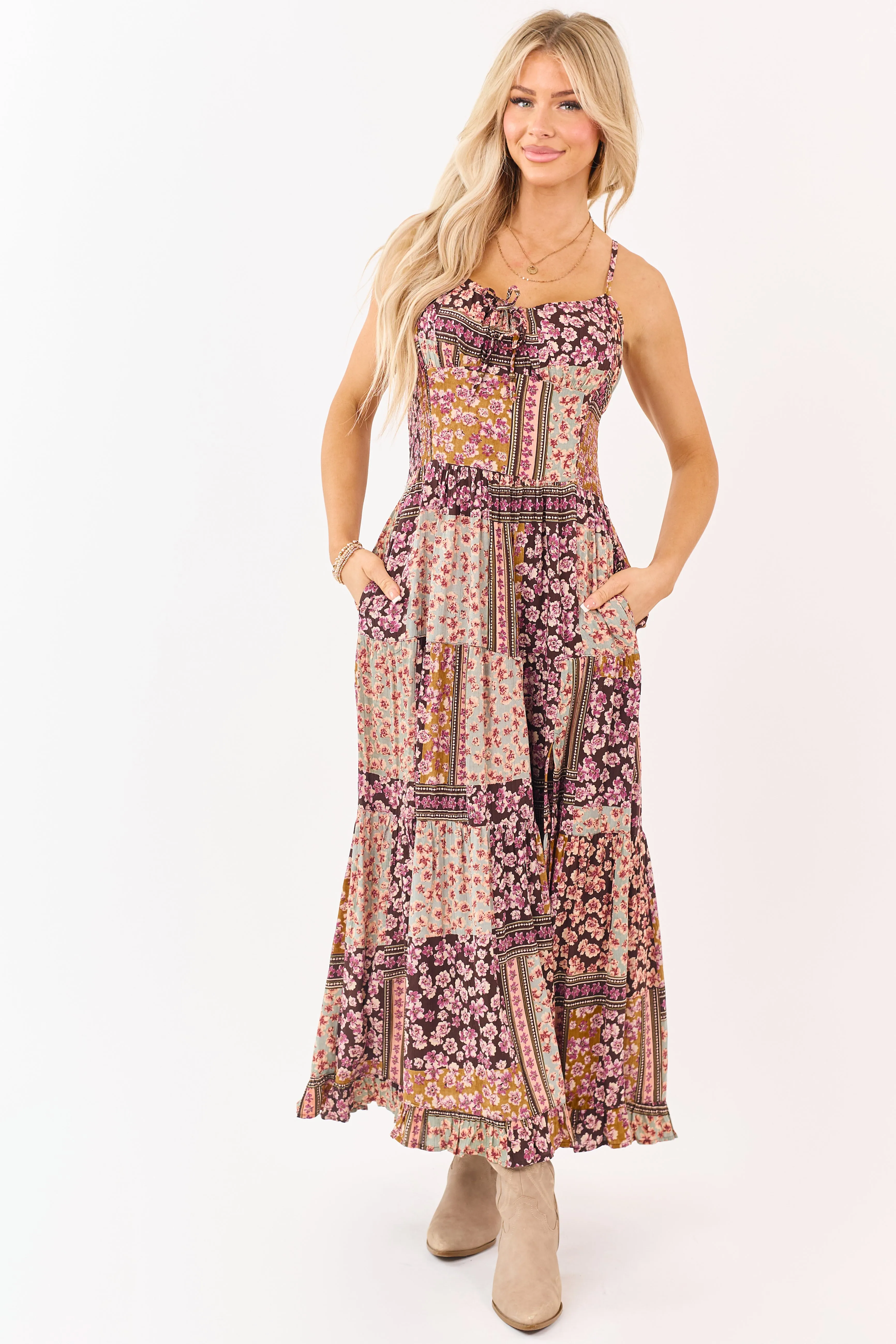 Cocoa Boho Tile Print Sleeveless Maxi Dress sold by Lime Lush product image thumbnail 3