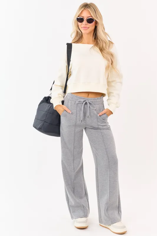 Steel Elastic Waist Drawstring Wide Leg Sweatpants sold by Lime Lush