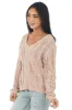 Hazy Blush Chenille Loose Cable Knit Sweater sold by Lime Lush