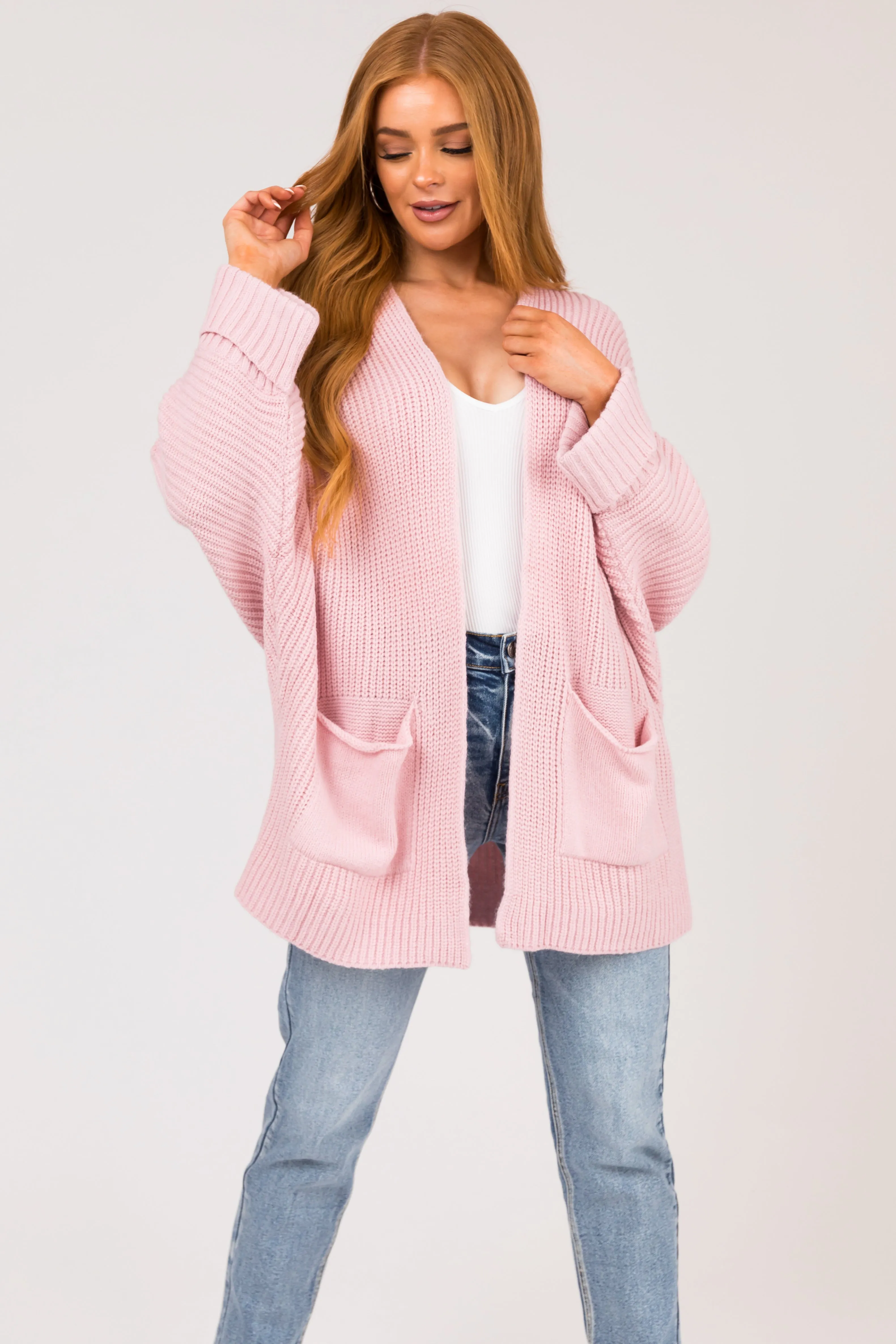 Tea Rose Oversized Knit Cardigan with Folded Sleeves sold by Lime Lush product image thumbnail 3