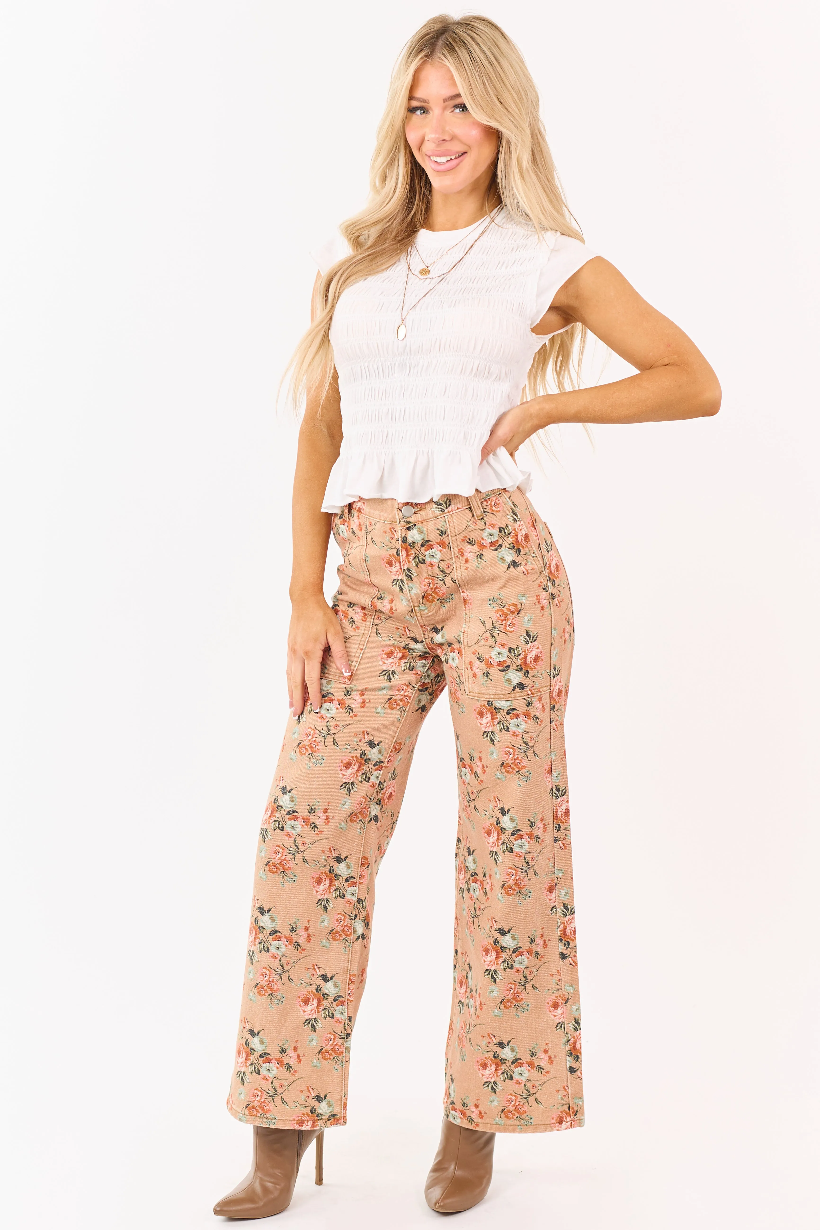 Entro Off White Smocked Short Sleeve Top sold by Lime Lush product image thumbnail 3