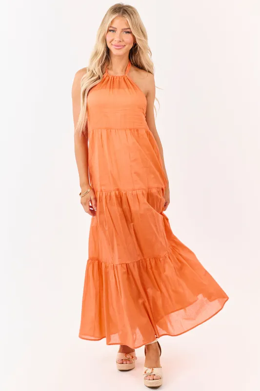 Sunset Cotton Halter Neck Cover Up Maxi Dress sold by Lime Lush