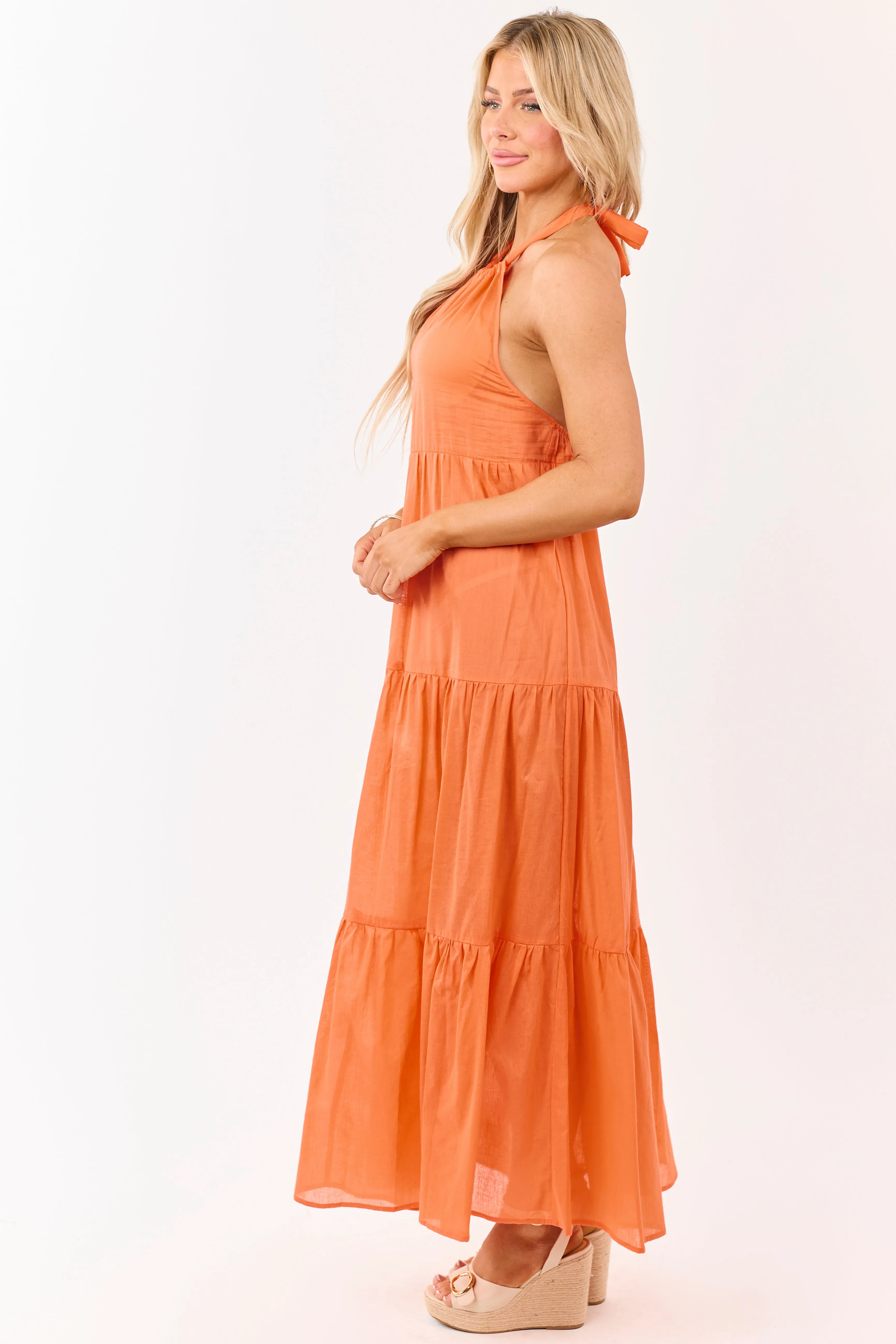 Sunset Cotton Halter Neck Cover Up Maxi Dress sold by Lime Lush product image thumbnail 4