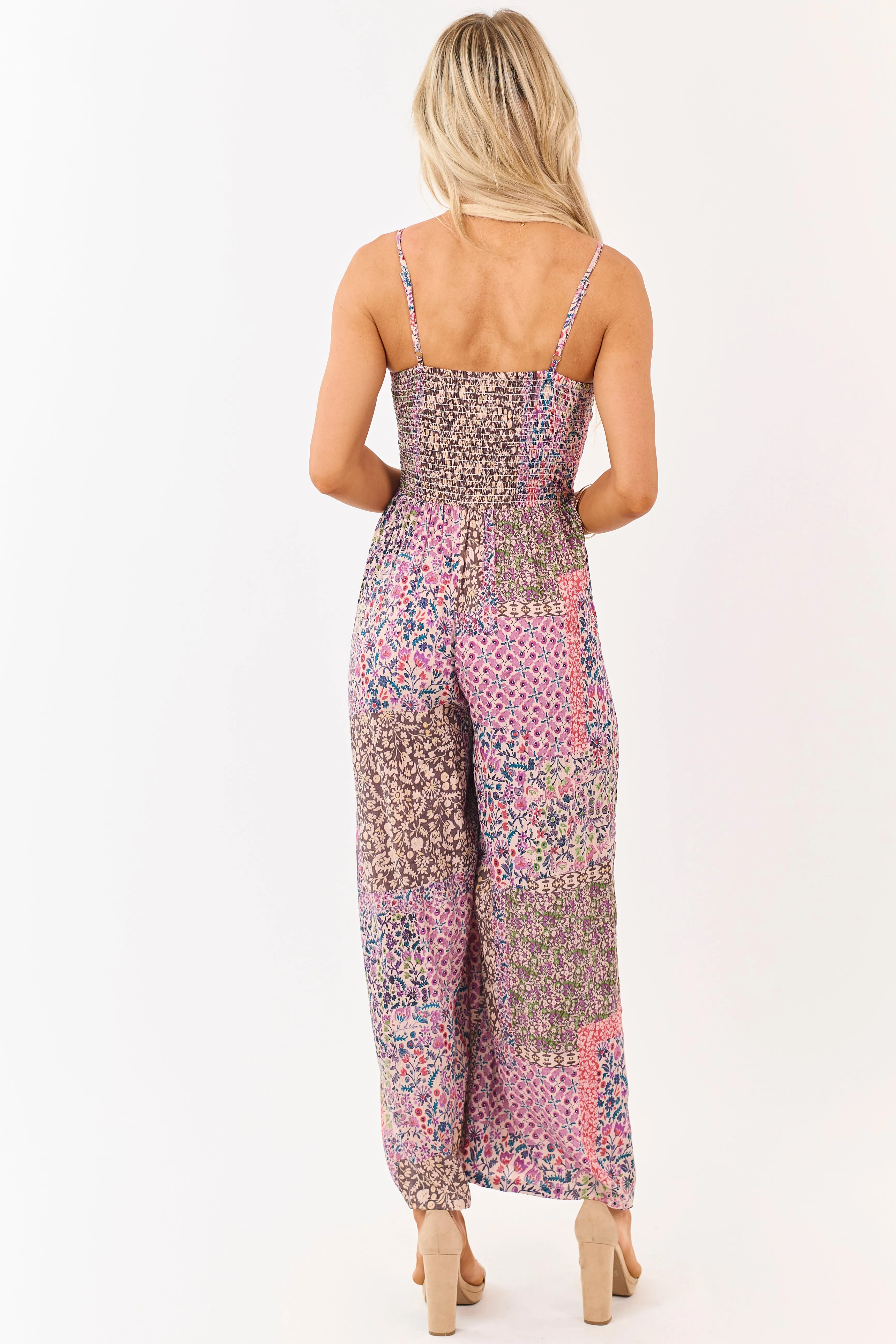 Multicolor Patchwork Floral Sleeveless Jumpsuit sold by Lime Lush product image thumbnail 5