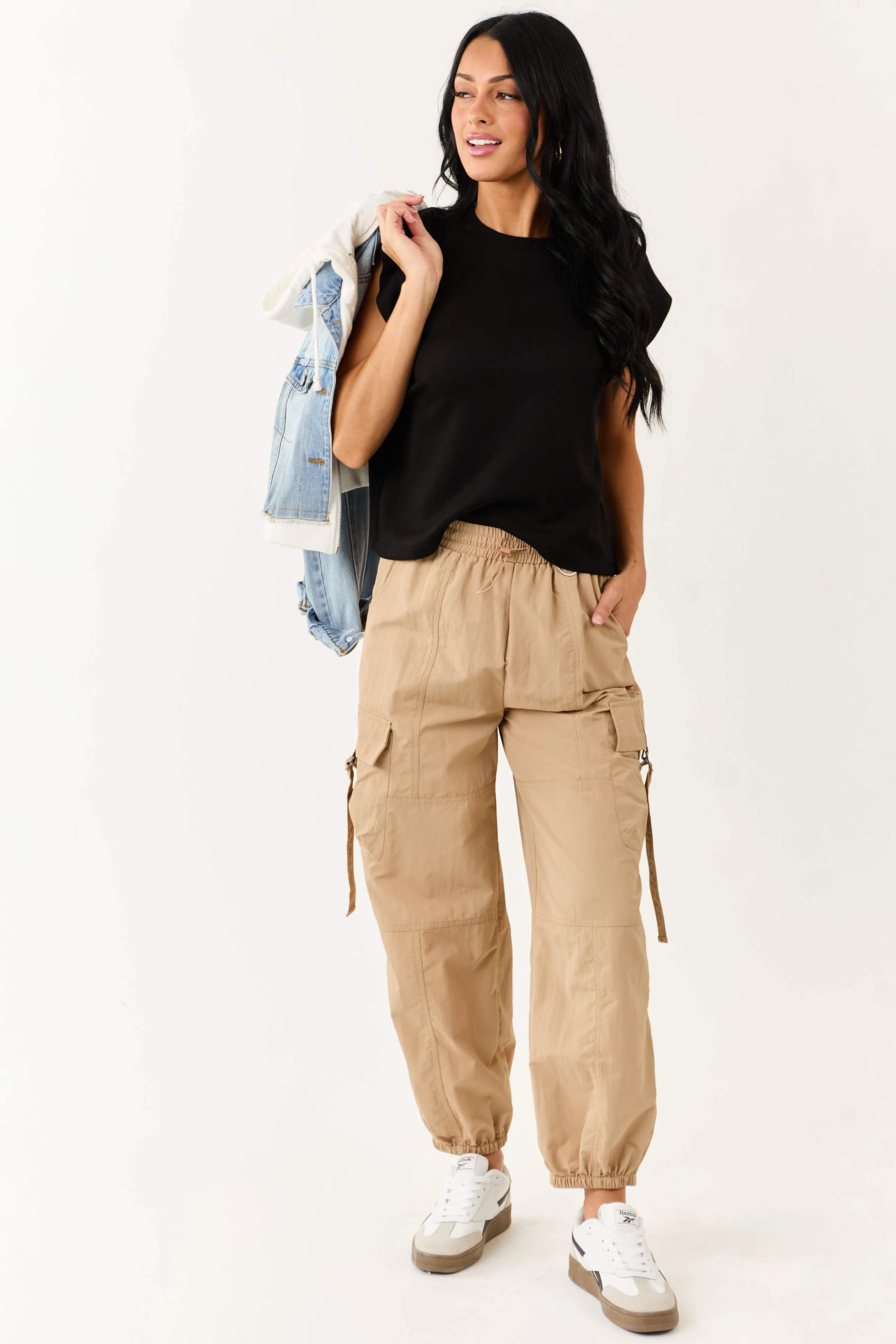 Entro Black Ribbed Soft Cap Sleeve Top sold by Lime Lush product image thumbnail 3