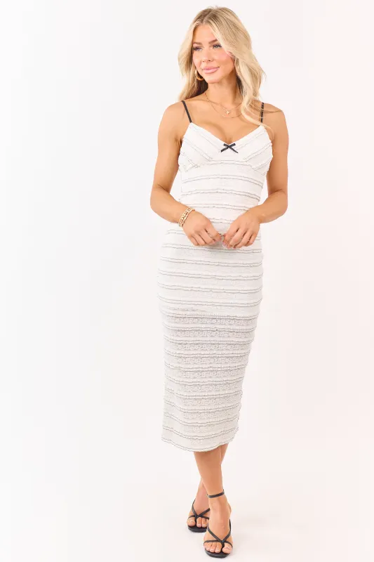 Cream Tiered Frill Lace Sleeveless Midi Dress made by privy