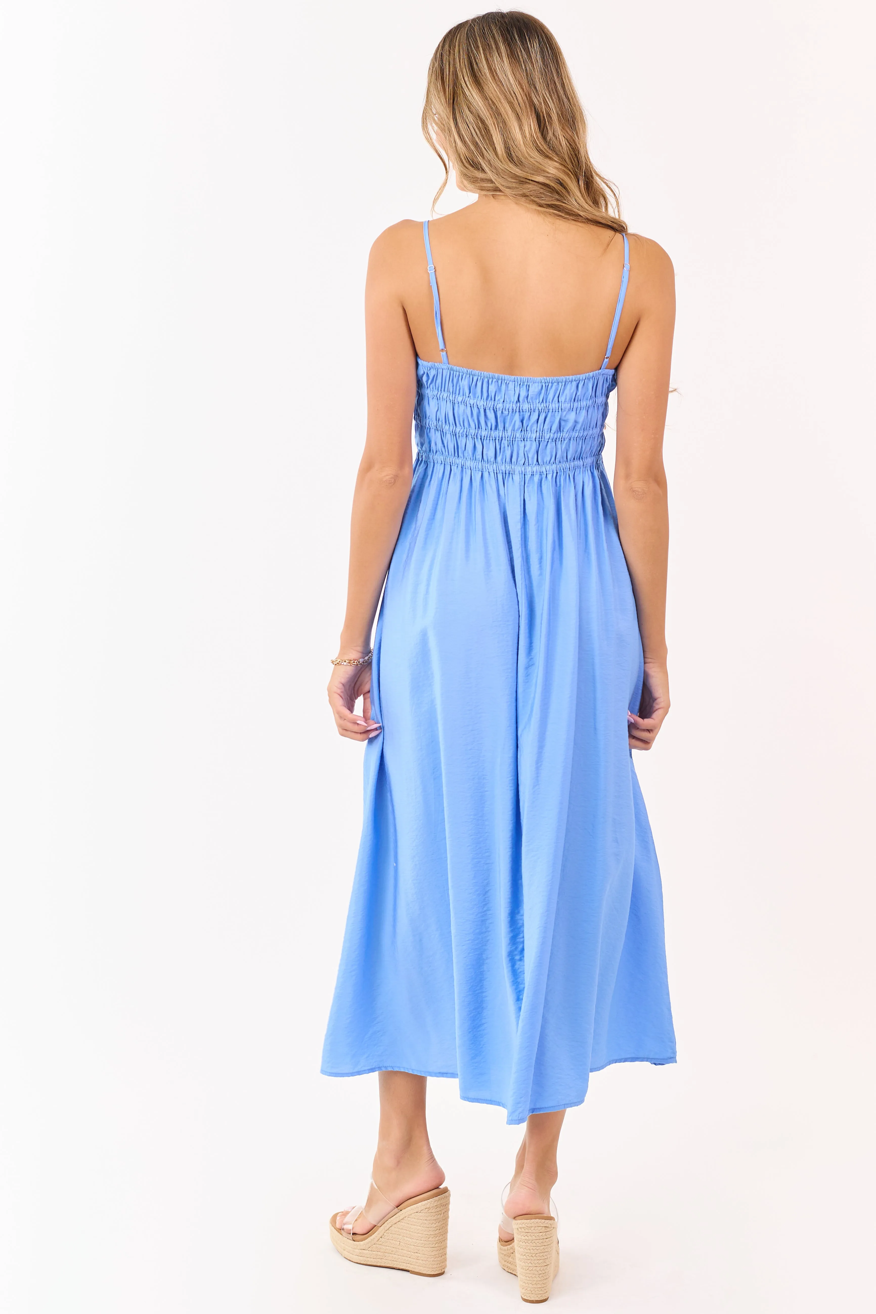 Cornflower Smocked Bodice Sleeveless Maxi Dress sold by Lime Lush product image thumbnail 5