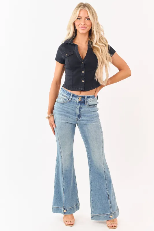Judy Blue Vintage Wash Stretchy Flare Jeans made by Judy Blue