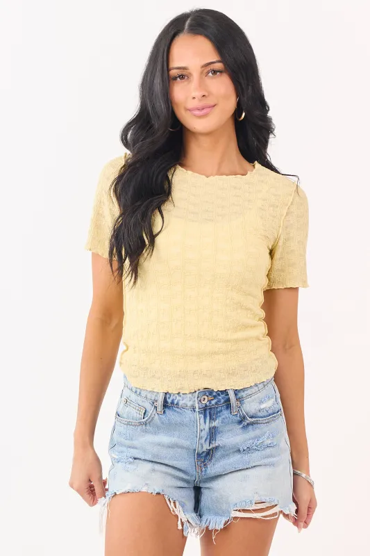 Honeysuckle Floral Textured Short Sleeve Top made by mittoshop