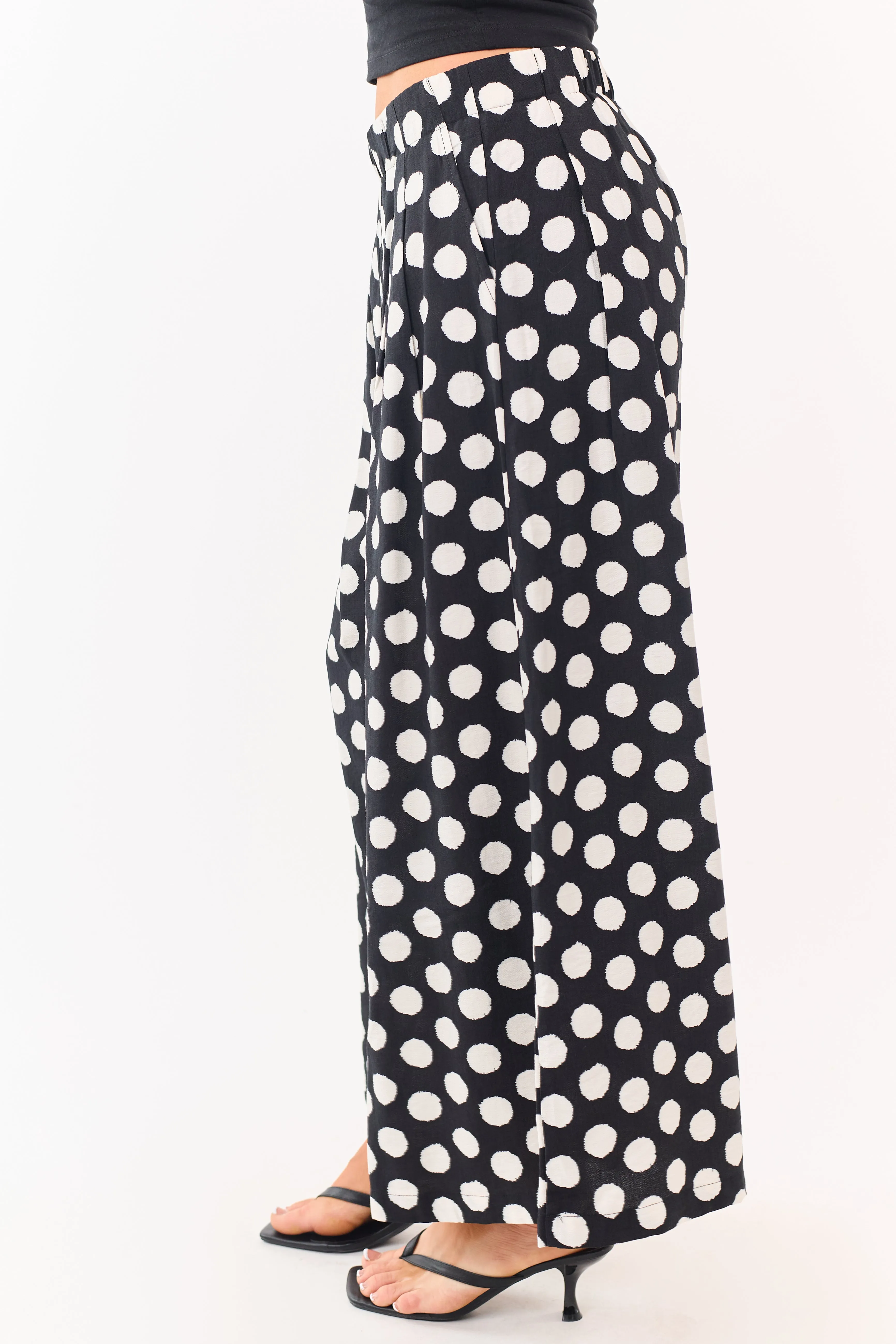 Black and Cream Polka Dot Wide Leg Pants sold by Lime Lush product image thumbnail 3
