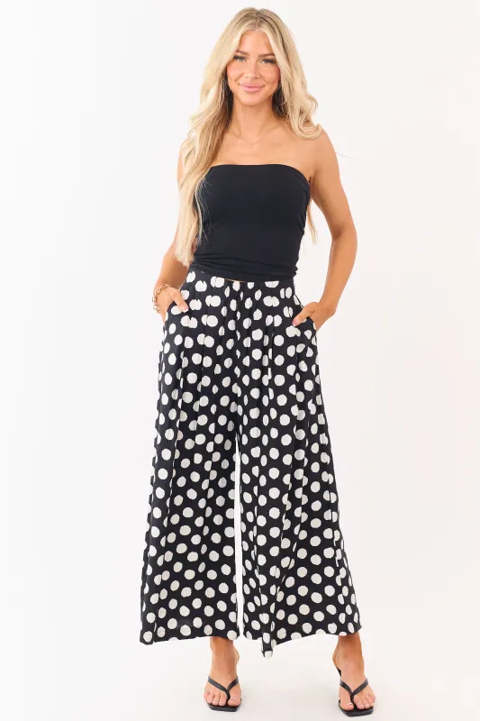 Black and Cream Polka Dot Wide Leg Pants sold by Lime Lush