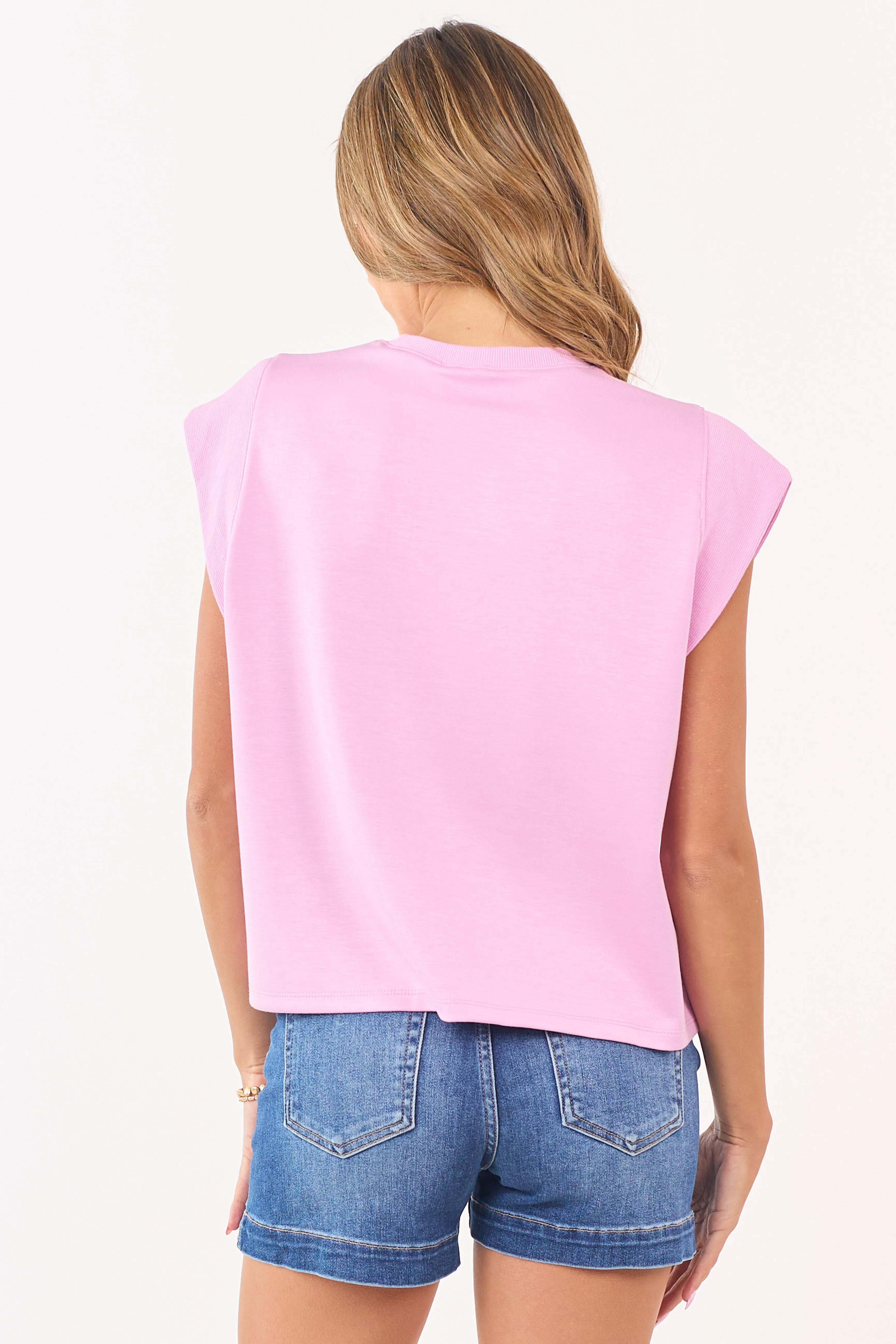 Entro Orchid Ribbed Soft Cap Sleeve Top sold by Lime Lush product image thumbnail 4