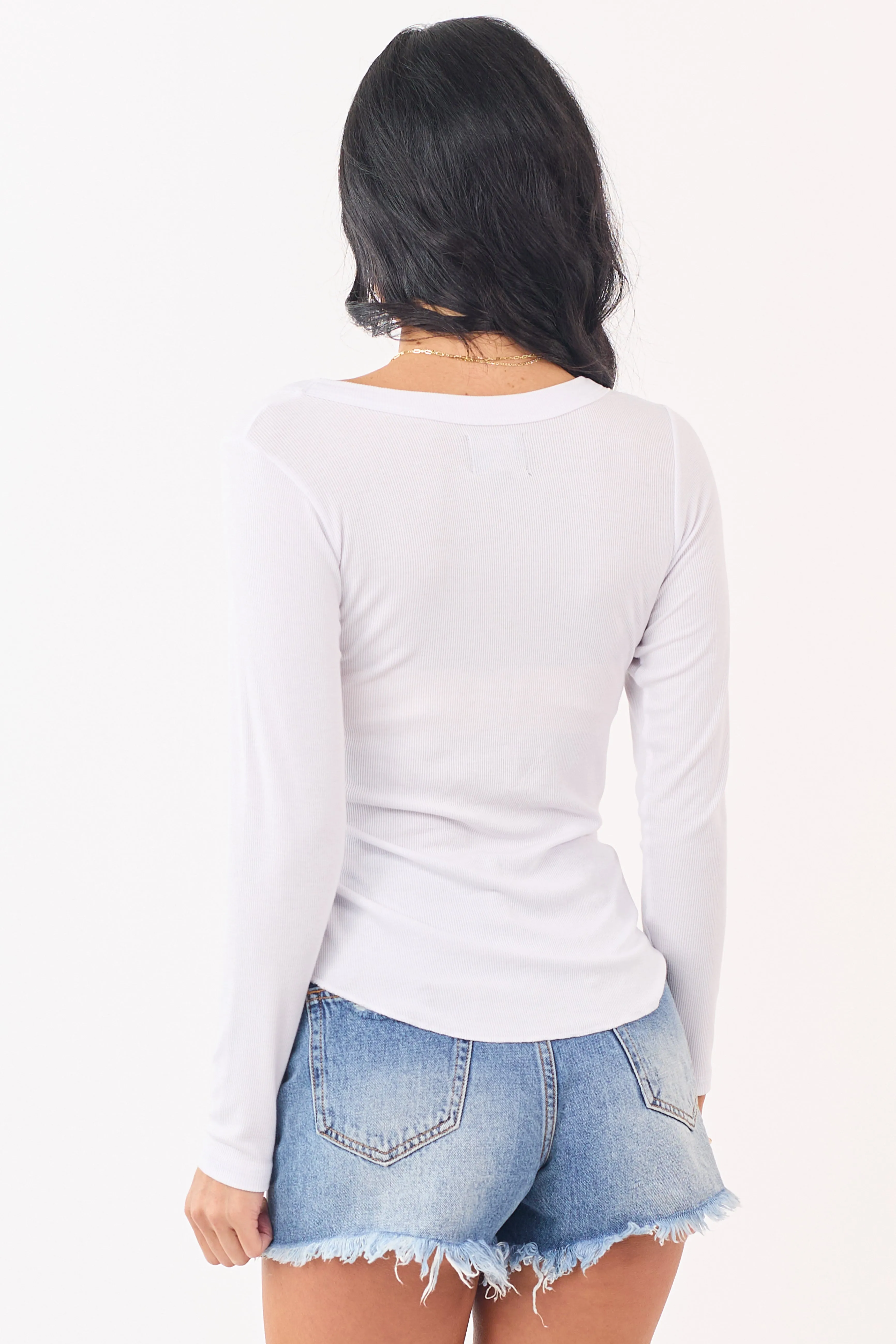Ivory Ribbed Knit Long Sleeve Scoop Neck Top sold by Lime Lush product image thumbnail 5