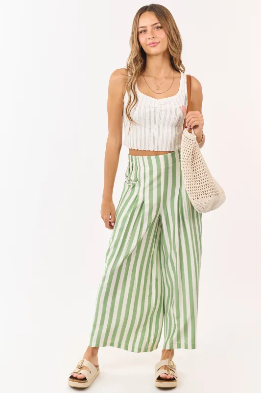 Pistachio and Vanilla Striped Wide Leg Pants sold by Lime Lush