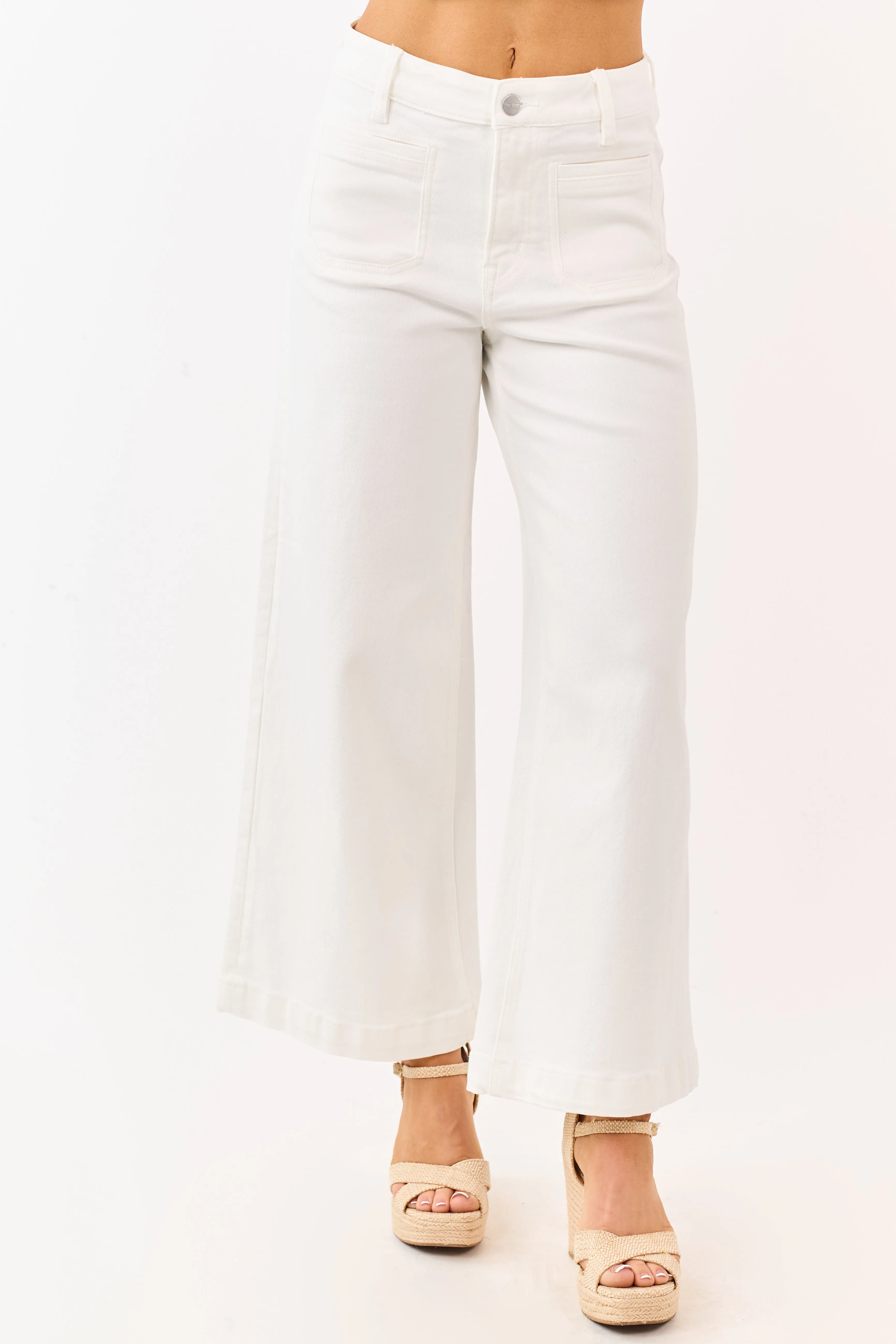 Mica Denim White Wide Leg Patch Pocket Stretchy Jeans sold by Lime Lush product image thumbnail 2