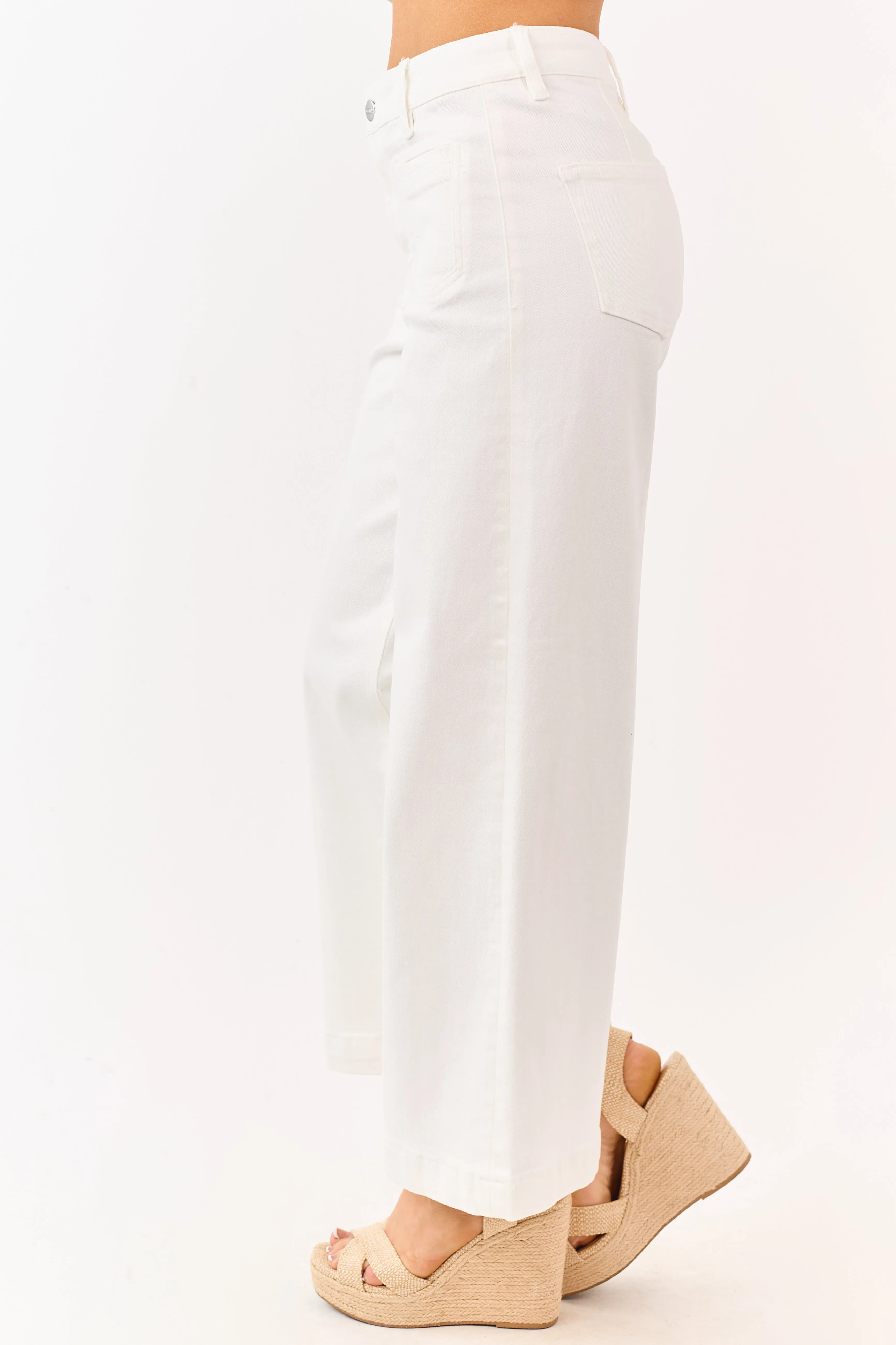 Mica Denim White Wide Leg Patch Pocket Stretchy Jeans sold by Lime Lush product image thumbnail 3