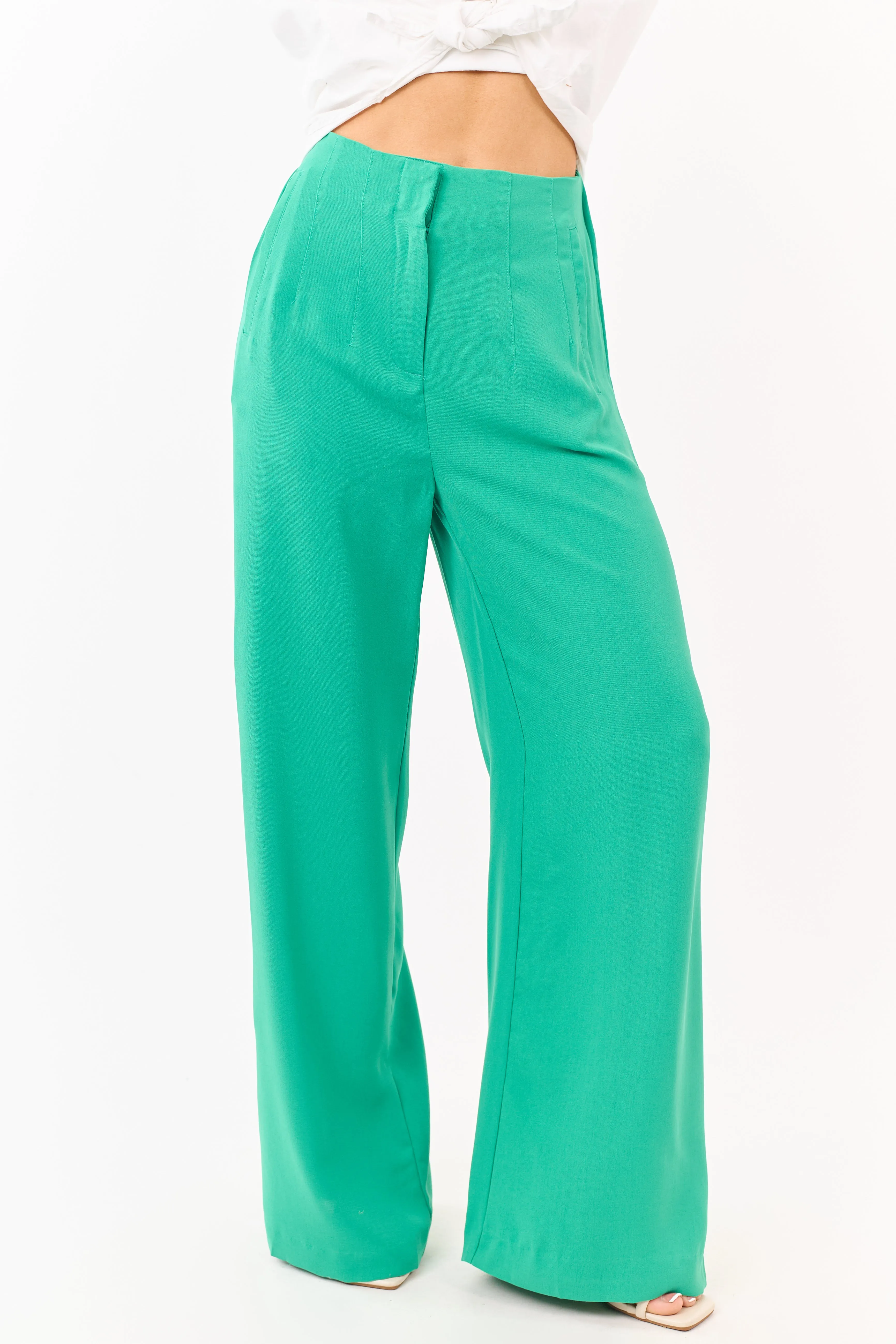 Shamrock High Waisted Flowy Wide Leg Pants sold by Lime Lush product image thumbnail 2