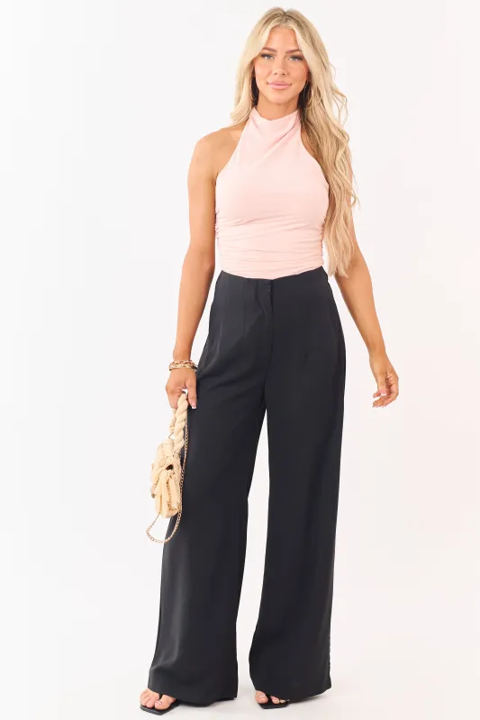 Black High Waisted Flowy Wide Leg Pants sold by Lime Lush