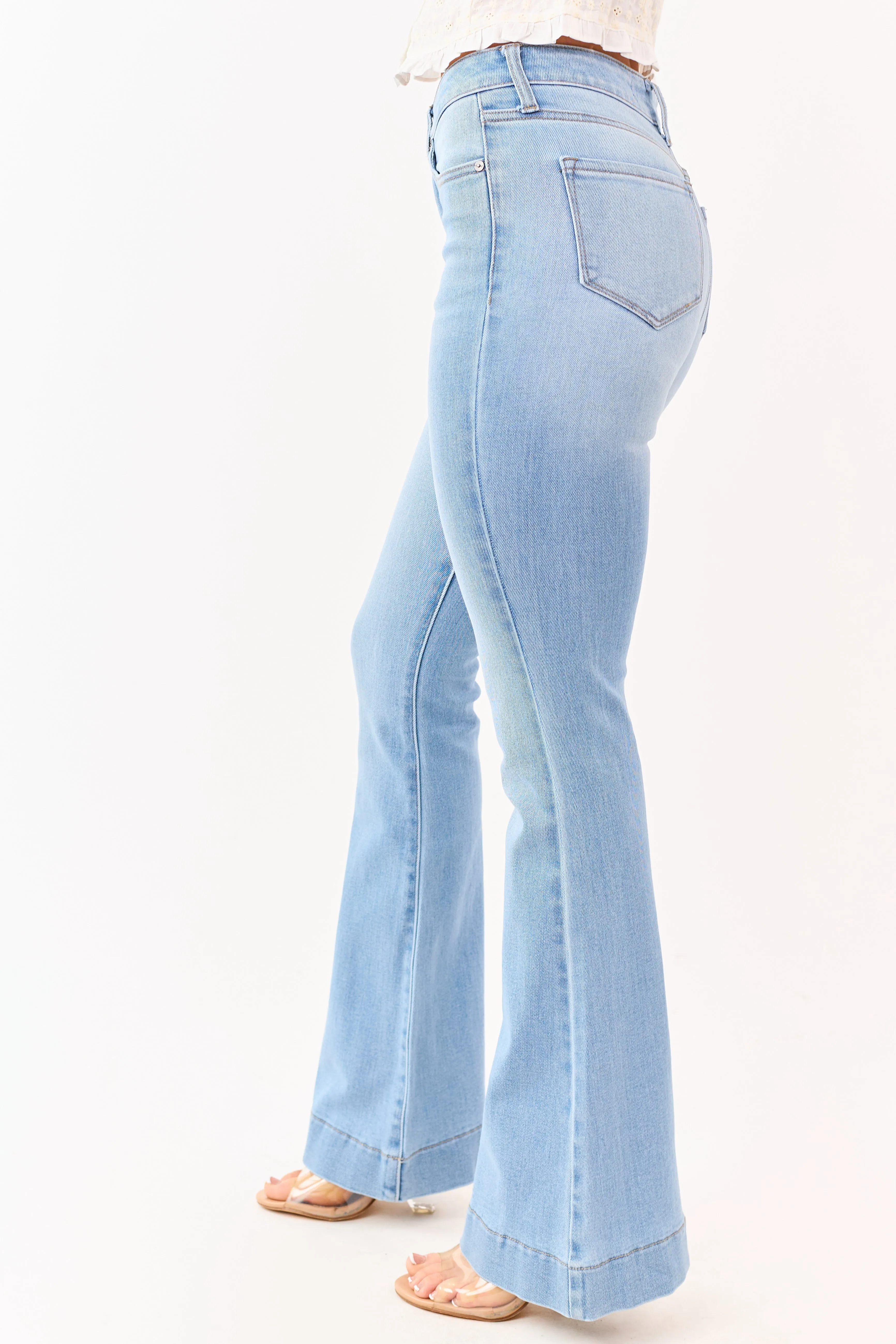 KanCan Light Stone Wash Stretchy Flare Leg Jeans sold by Lime Lush product image thumbnail 4