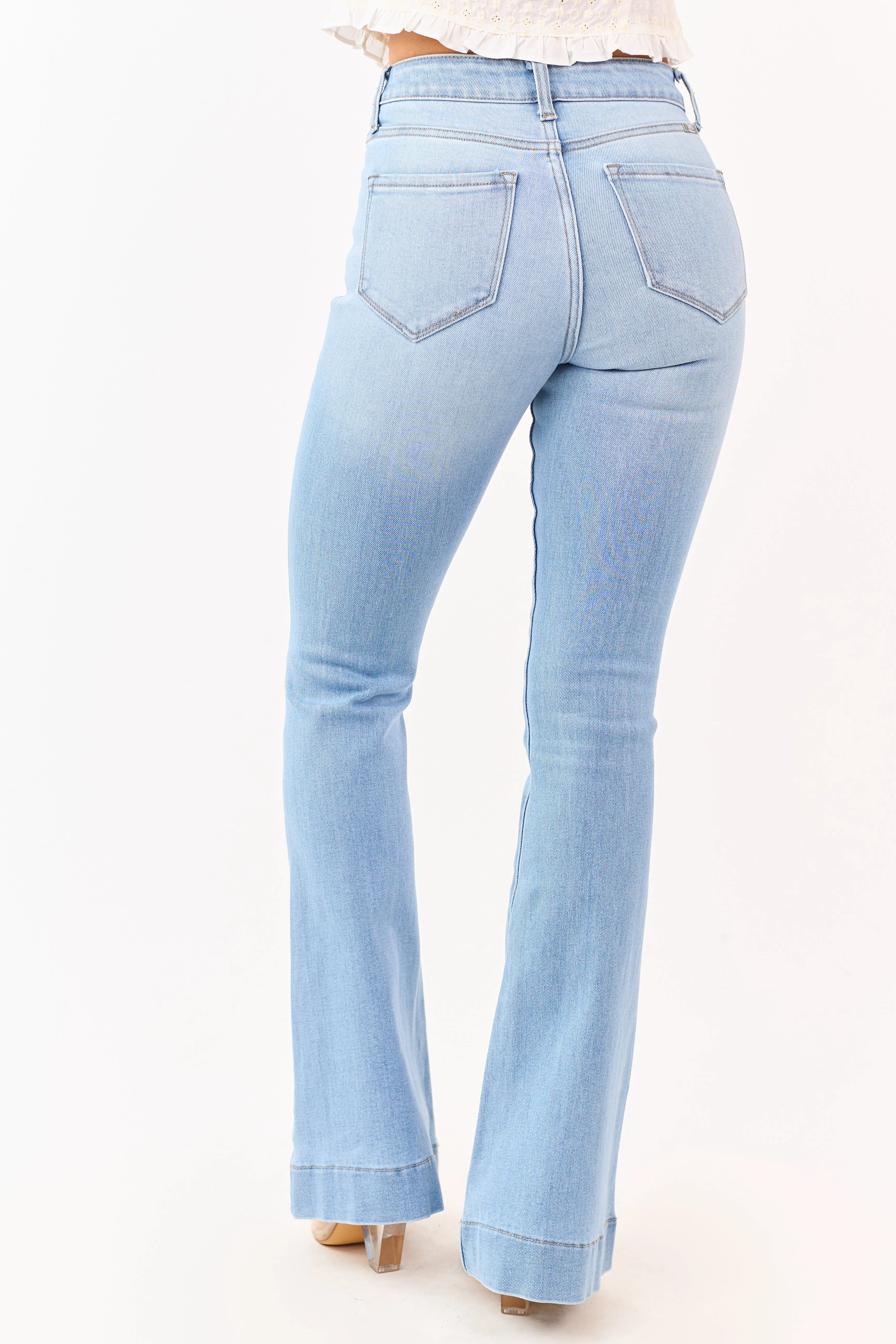 KanCan Light Stone Wash Stretchy Flare Leg Jeans sold by Lime Lush product image thumbnail 5