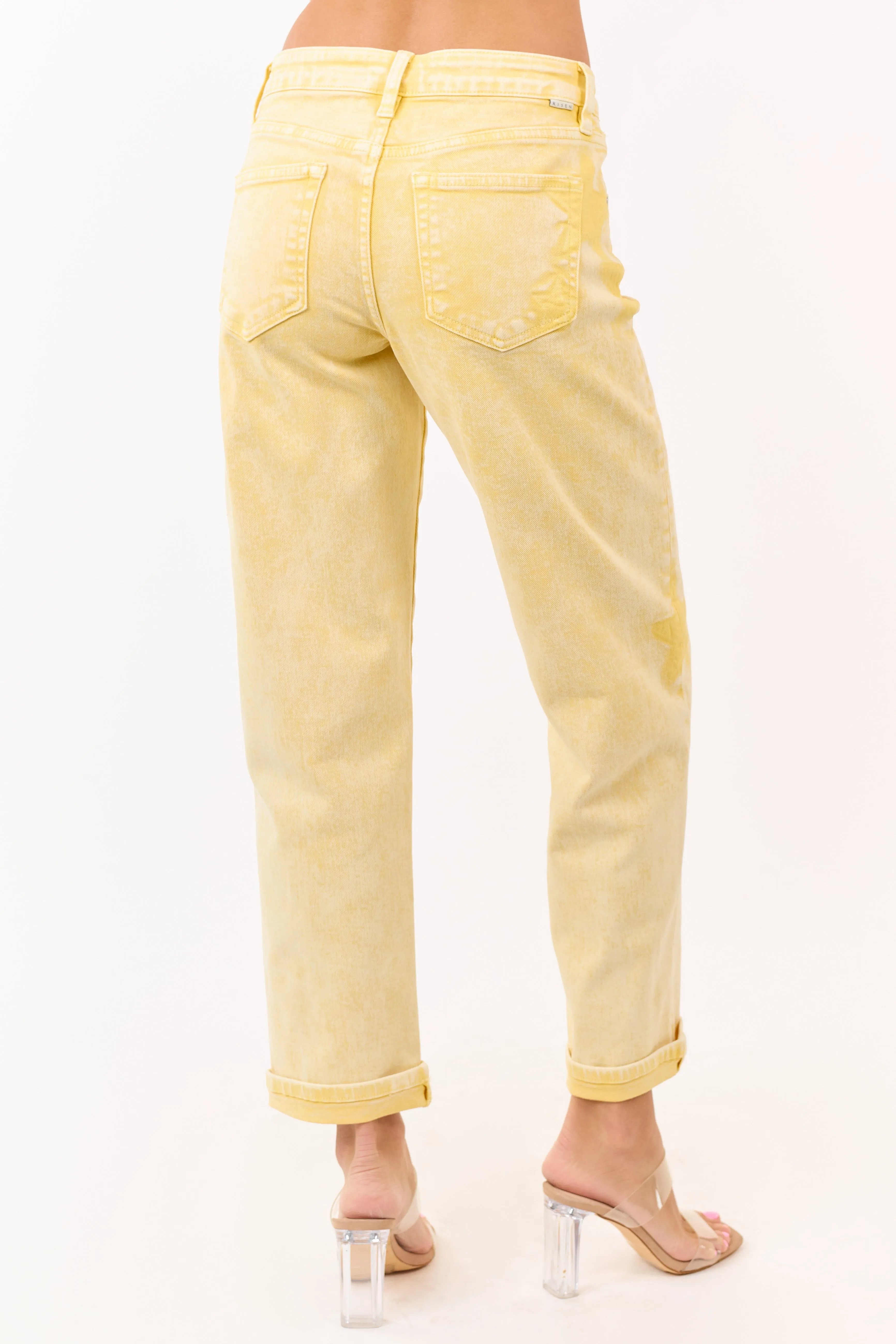 Risen Lemon Washed Star Stretchy Slim Barrel Jeans sold by Lime Lush product image thumbnail 4