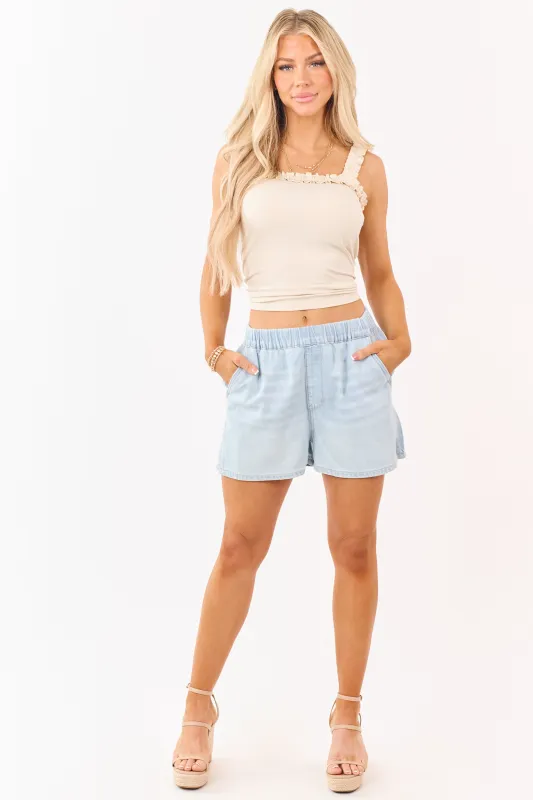 Judy Blue Light Wash Lightweight Denim Shorts made by Judy Blue