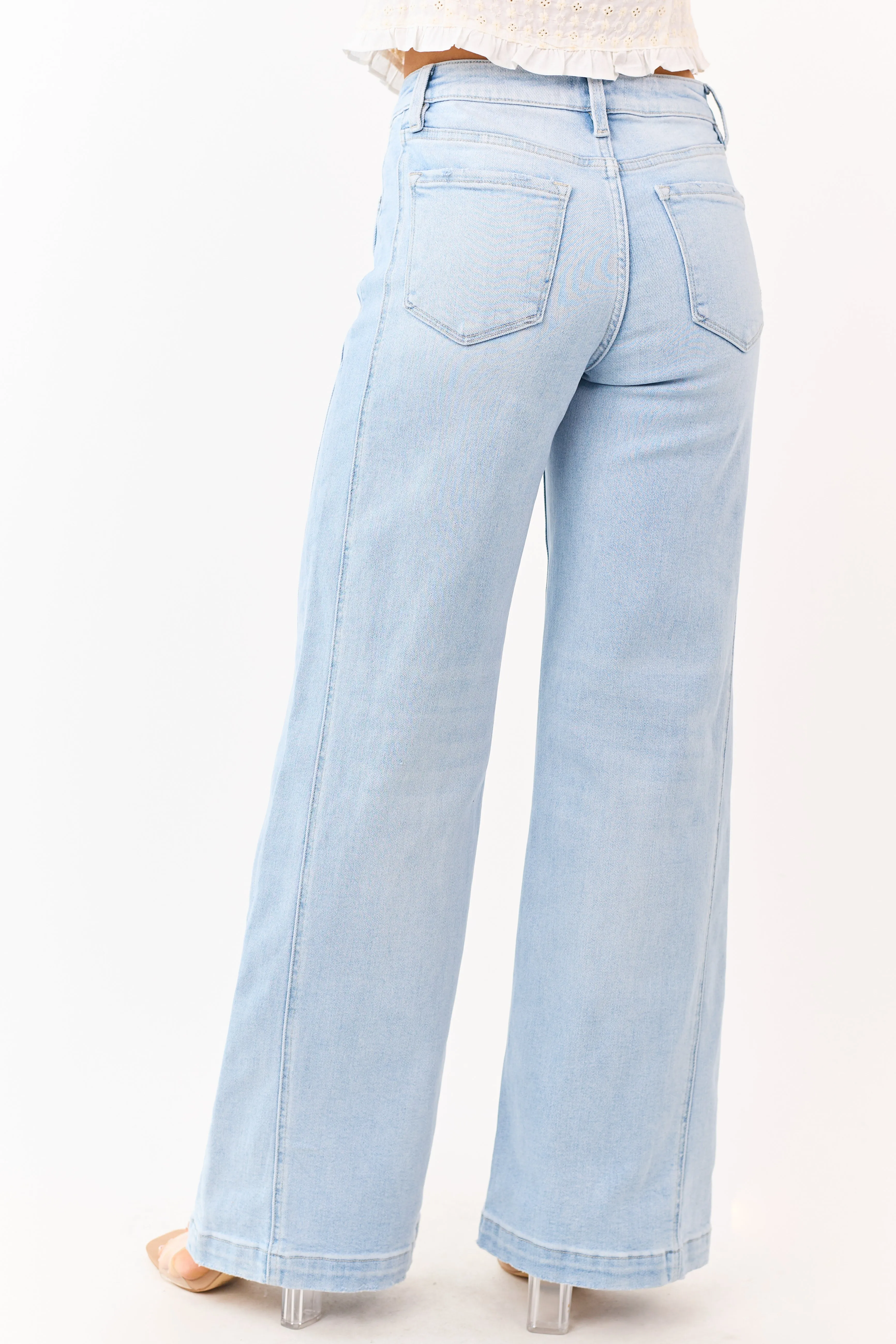 Vervet Light Wash Wide Leg Stretchy Jeans sold by Lime Lush product image thumbnail 4