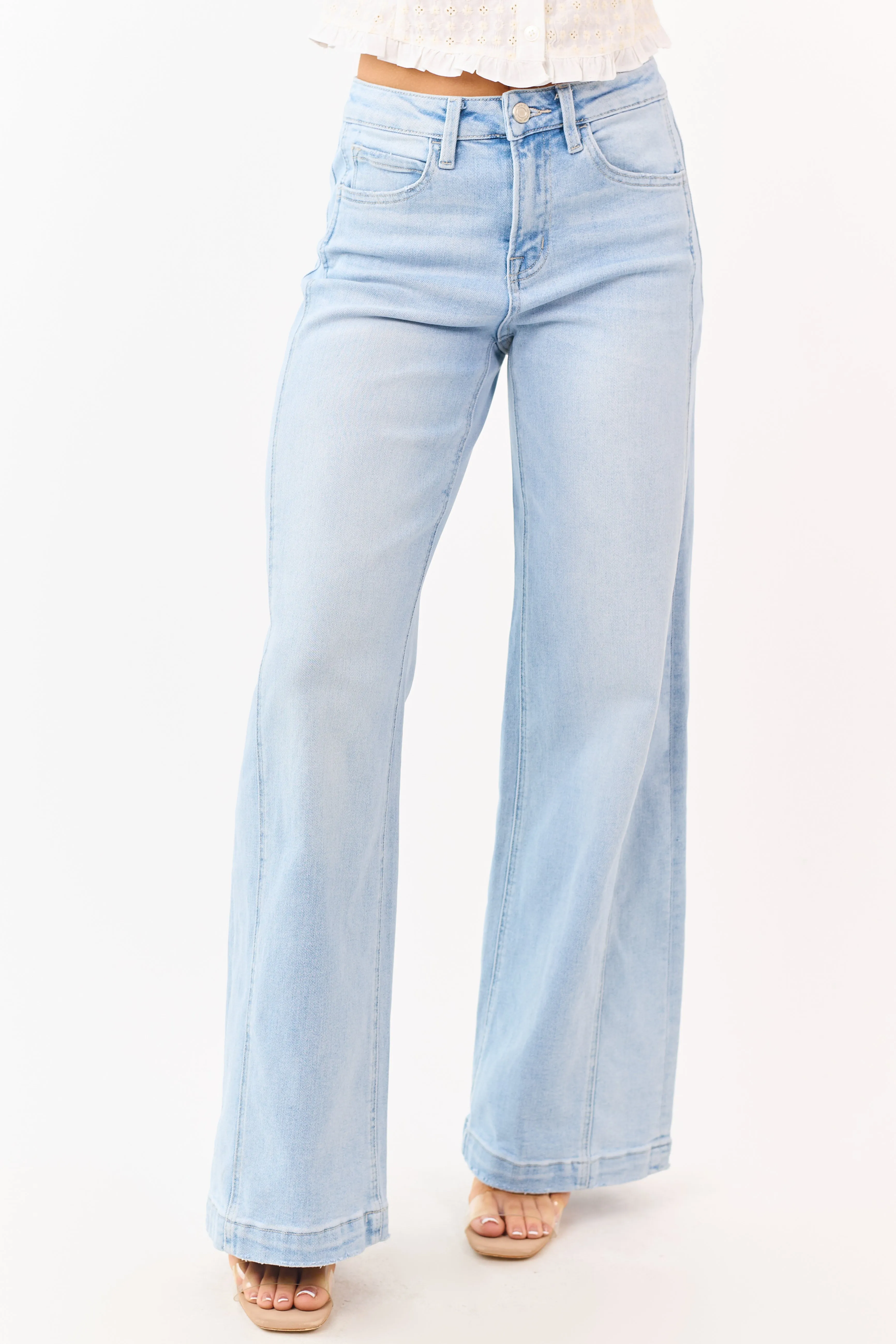 Vervet Light Wash Wide Leg Stretchy Jeans sold by Lime Lush product image thumbnail 2
