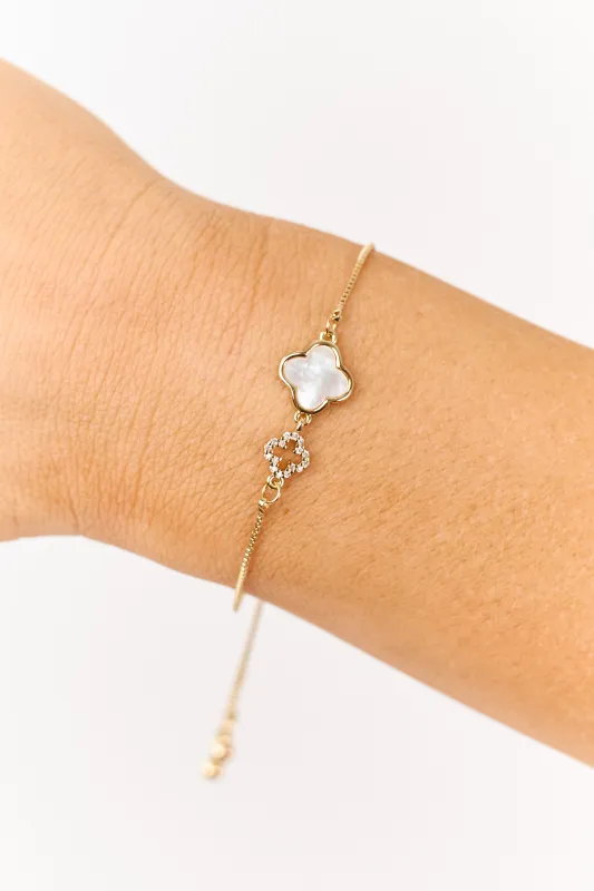 Gold Chain Clover Charm Slide Bracelet made by Lime Lush