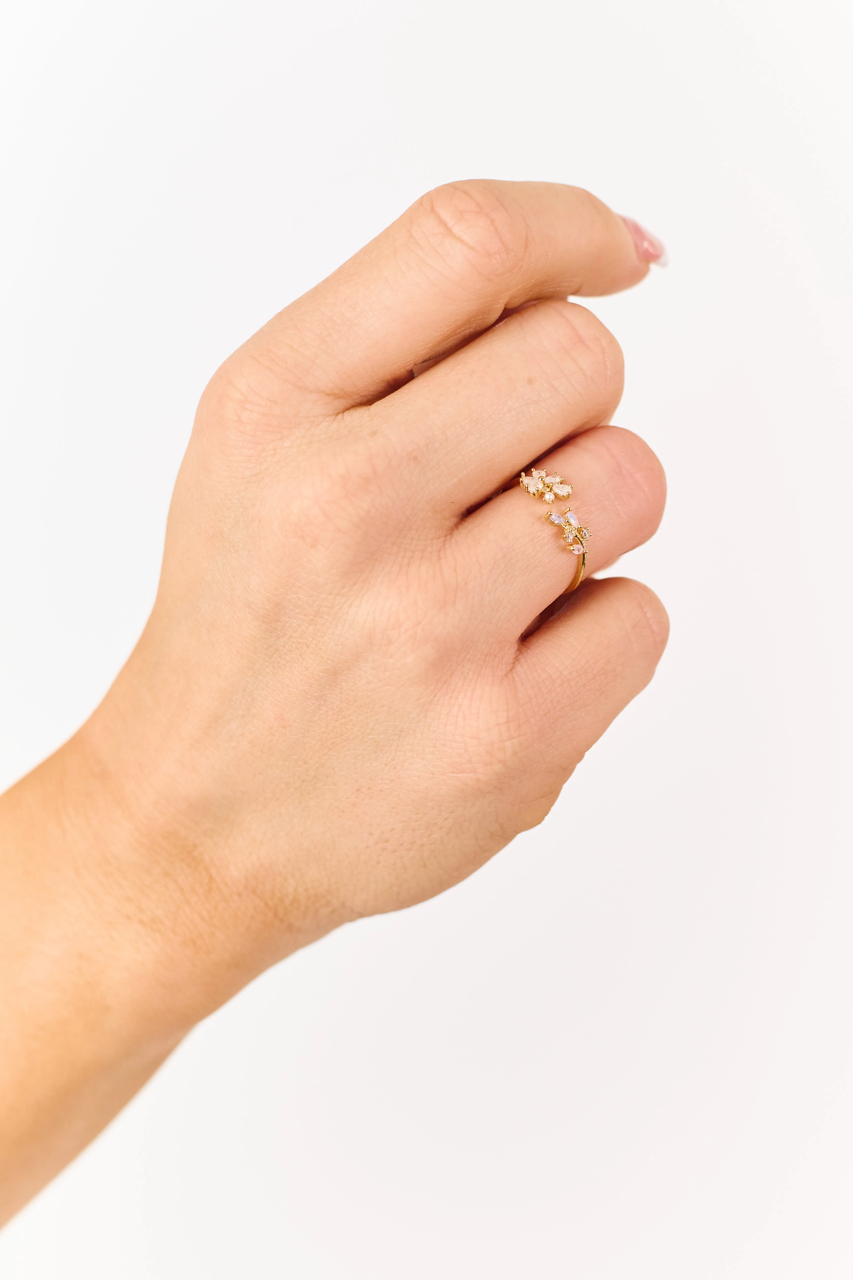 Gold Floral Rhinestone Open Ring sold by Lime Lush product image thumbnail 2