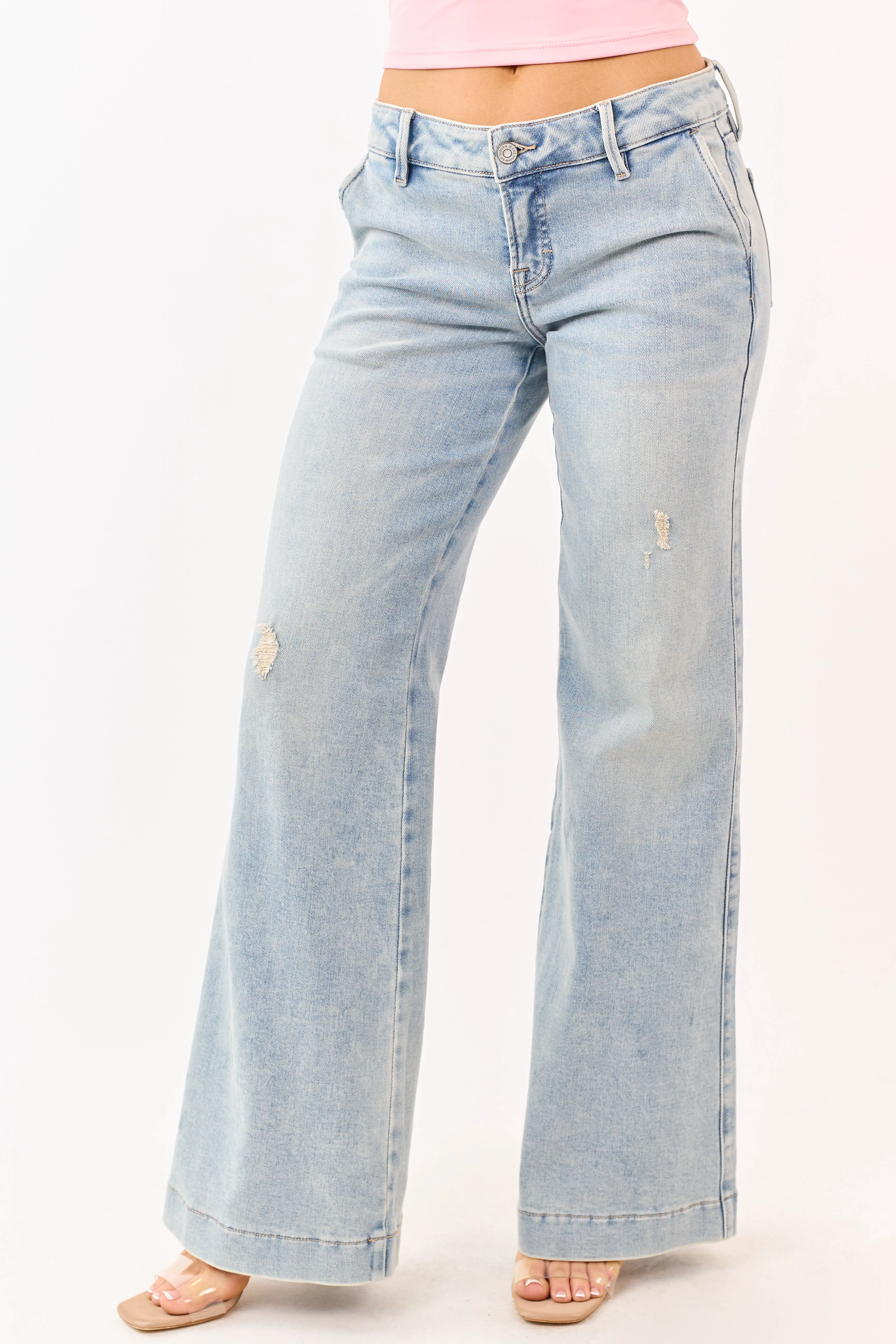 Hidden Premium Light Vintage Wash Relaxed Flare Jeans sold by Lime Lush product image thumbnail 2