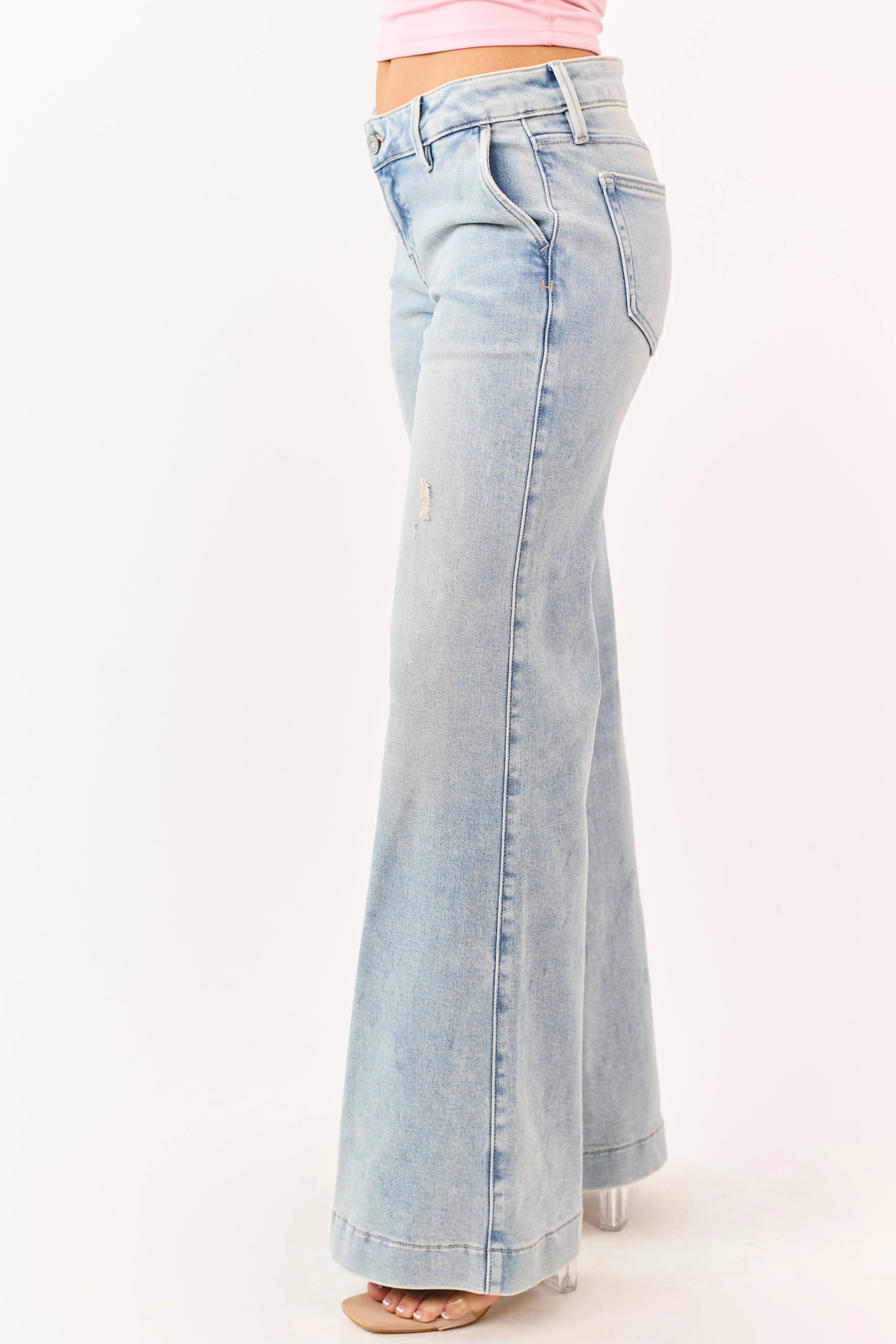 Hidden Premium Light Vintage Wash Relaxed Flare Jeans sold by Lime Lush product image thumbnail 3