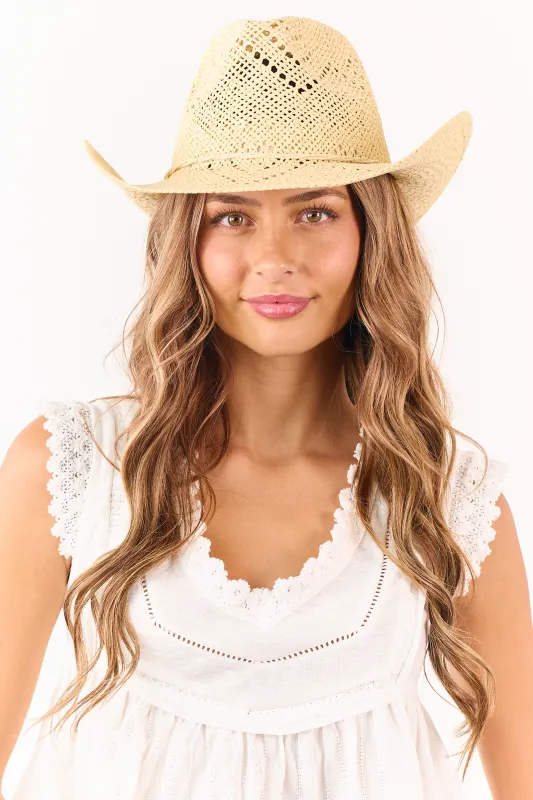 Sand Twine Band Straw Cowboy Hat made by Lime Lush