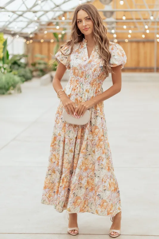 Entro Multicolor Floral V-Neck Cotton Maxi Dress made by entro