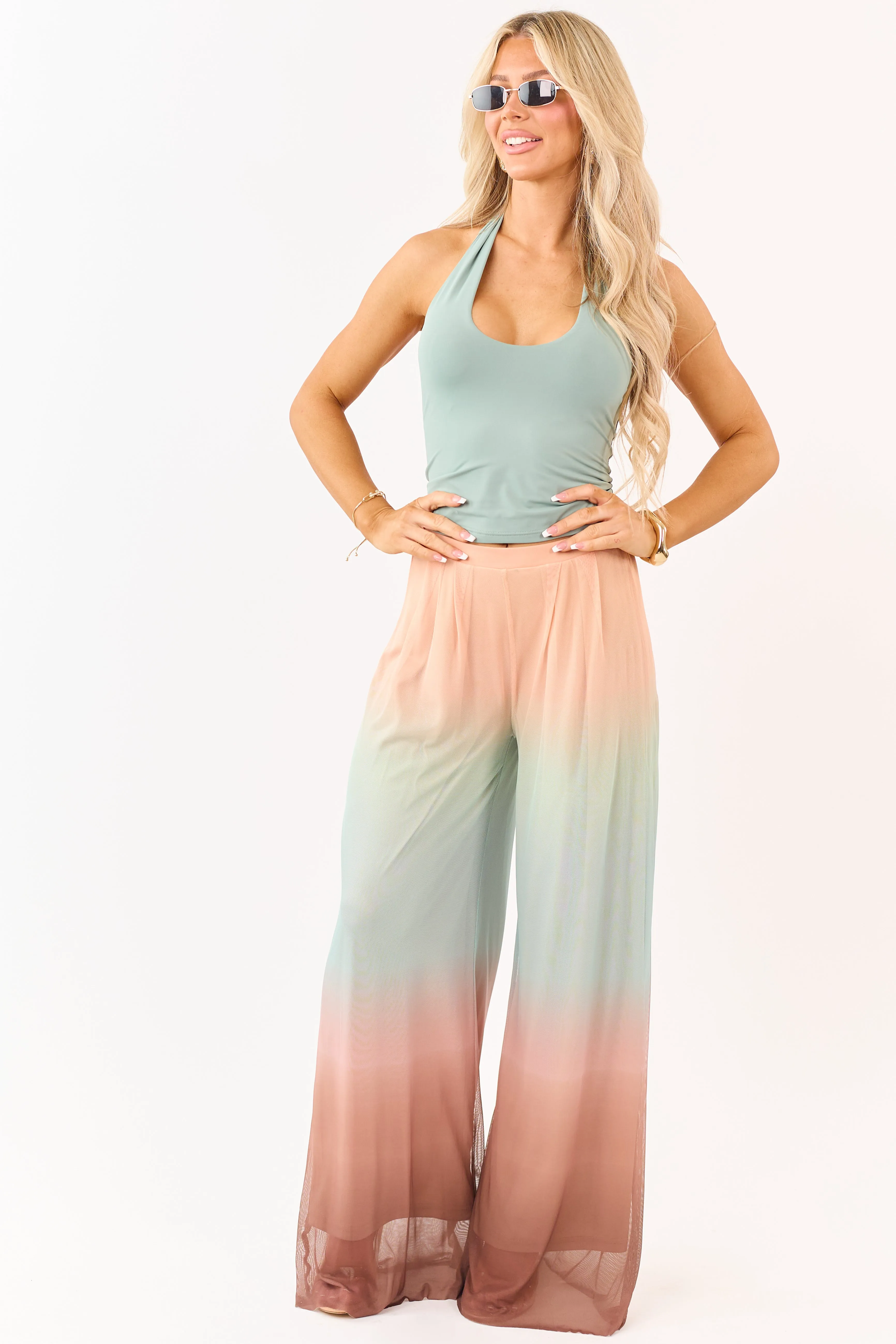 Promesa Multicolor Ombre Mesh Palazzo Pants sold by Lime Lush