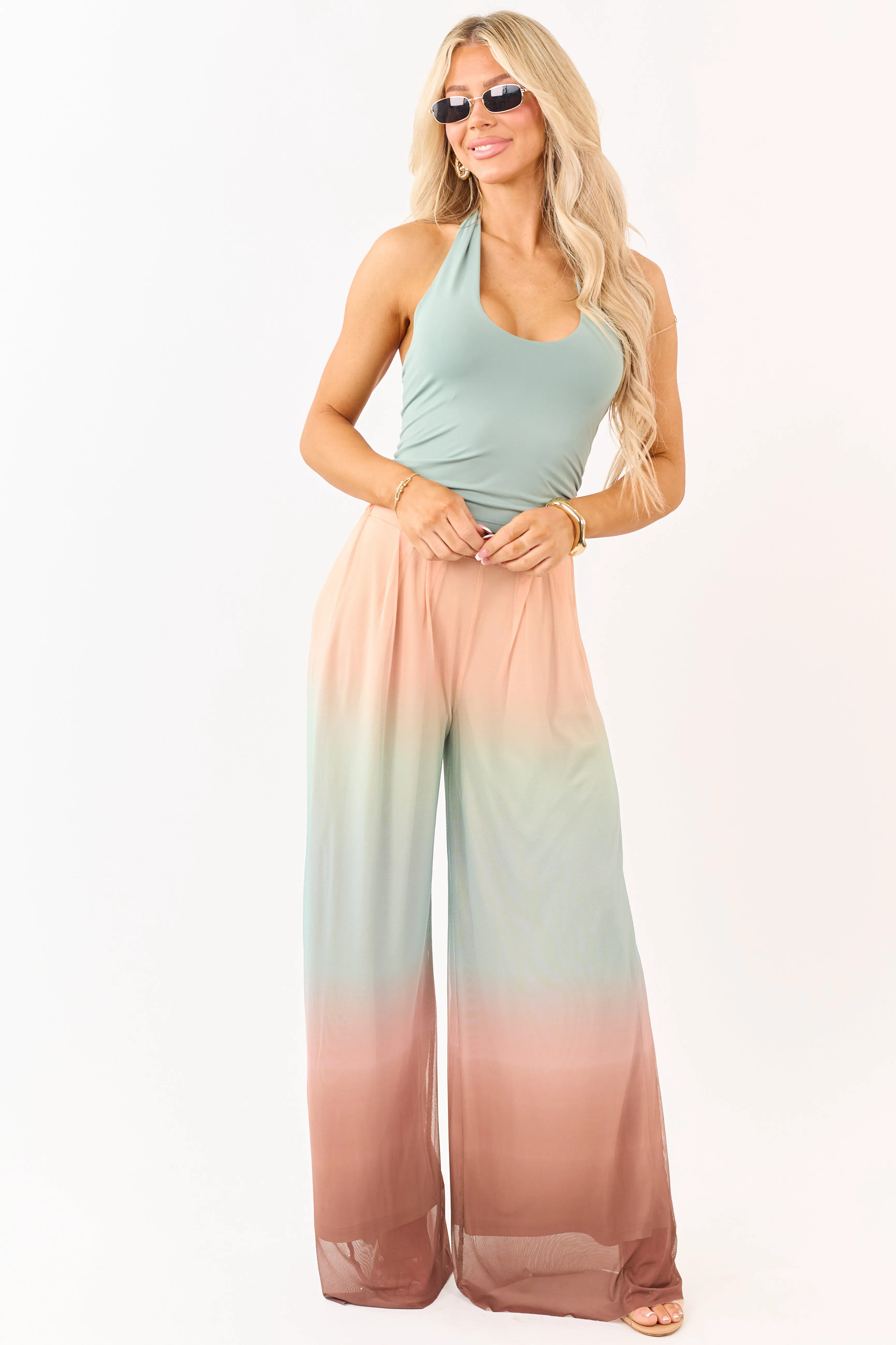 Promesa Multicolor Ombre Mesh Palazzo Pants sold by Lime Lush product image thumbnail 5