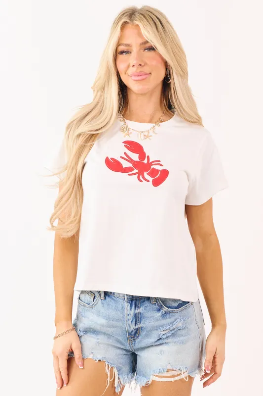 Off White Lobster Patch Graphic Cotton Tee sold by Lime Lush