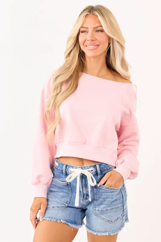 Carnation Off the Shoulder Cropped Sweatshirt made by Papermoon