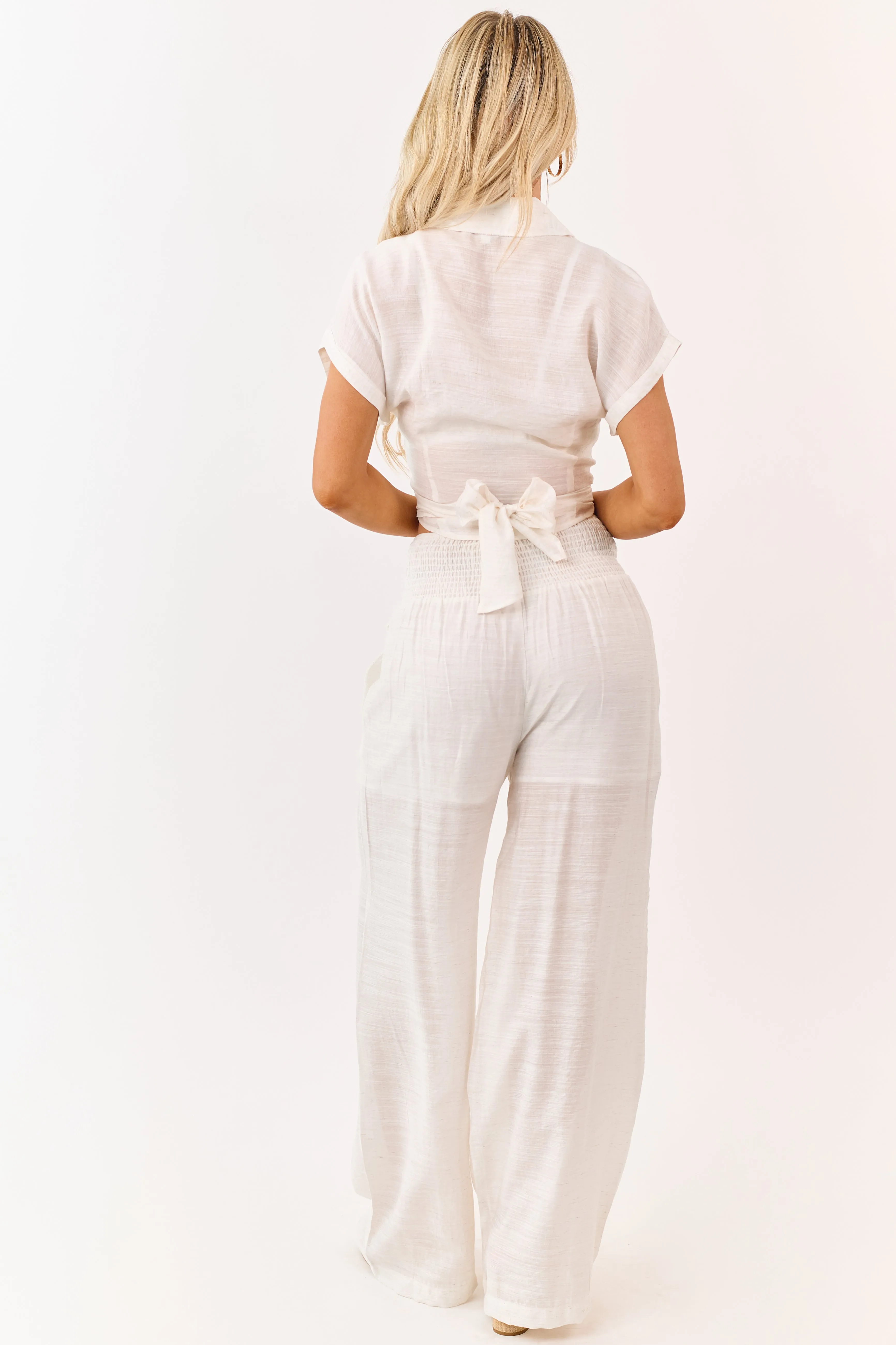 Vanilla Tie Front Top and Wide Leg Pants Set sold by Lime Lush product image thumbnail 5