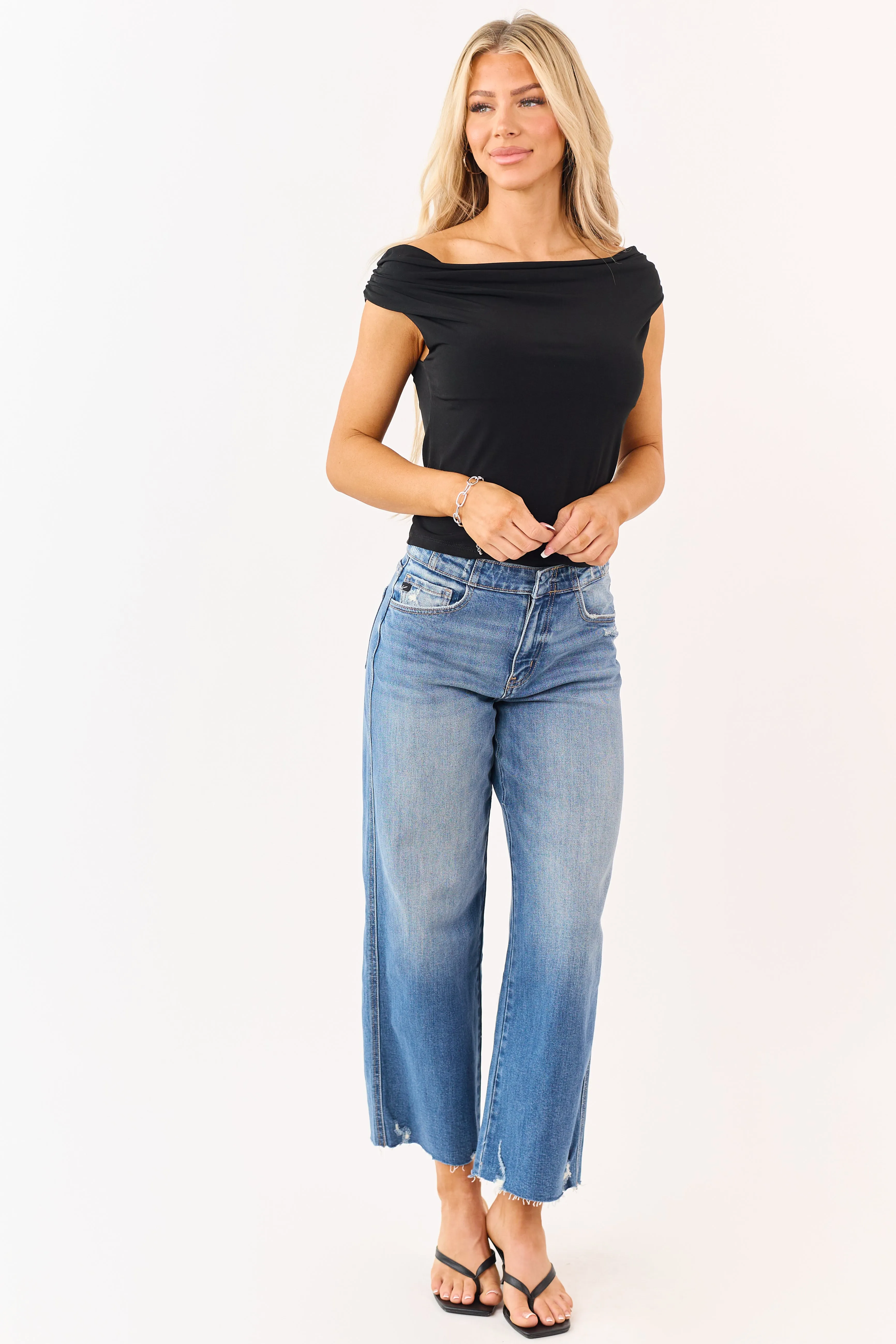 Black Cowl Neck Semi Cropped Tank Top sold by Lime Lush product image thumbnail 2