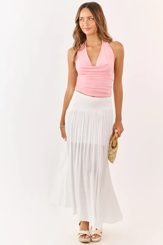 Off White Asymmetrical Waist Maxi Skirt sold by Lime Lush