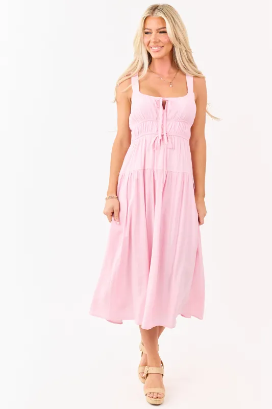 Carnation Elastic Waist Sleeveless Midi Dress made by Blu Pepper