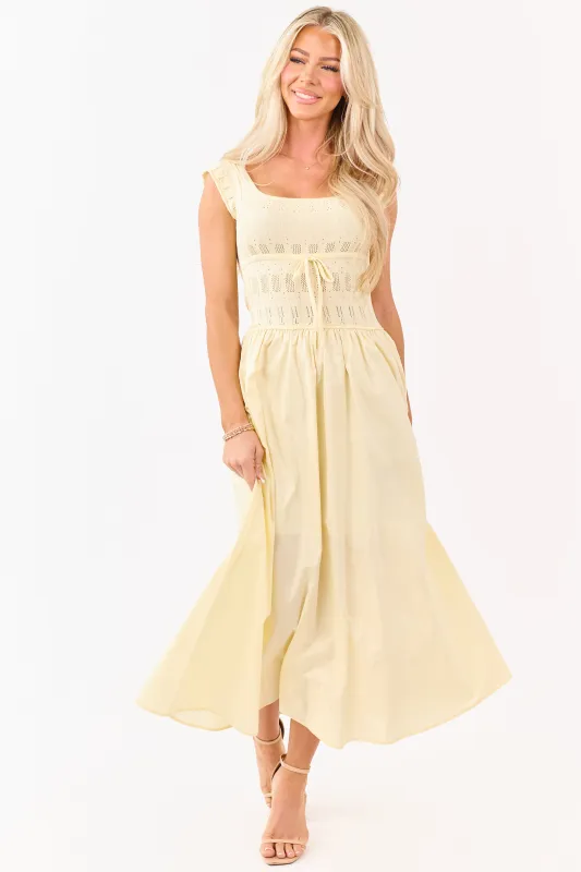 Buttercream Pointelle Knit Cotton Skirt Midi Dress made by Blu Pepper