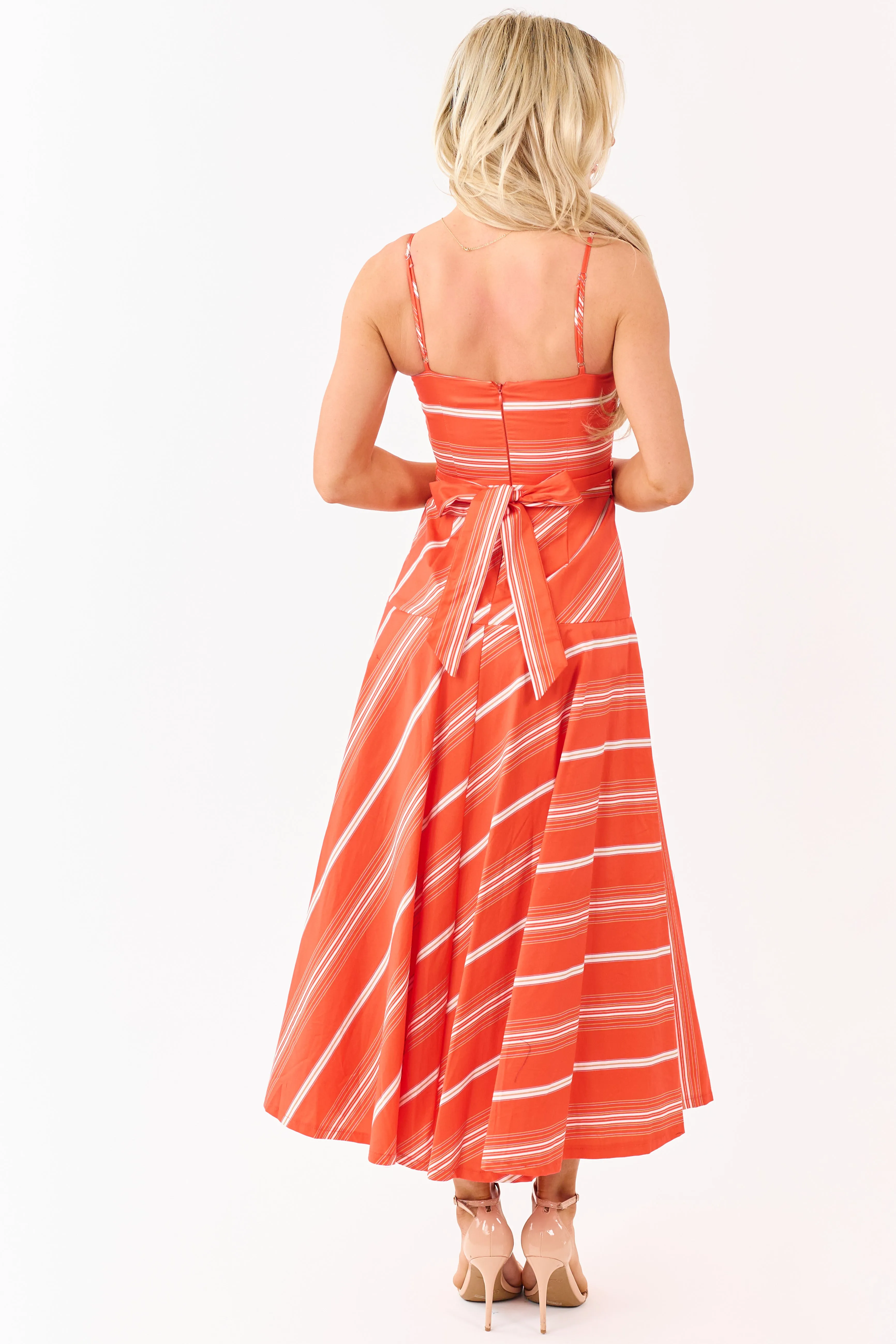 Flying Tomato Brick Striped Cotton Midi Dress sold by Lime Lush product image thumbnail 5