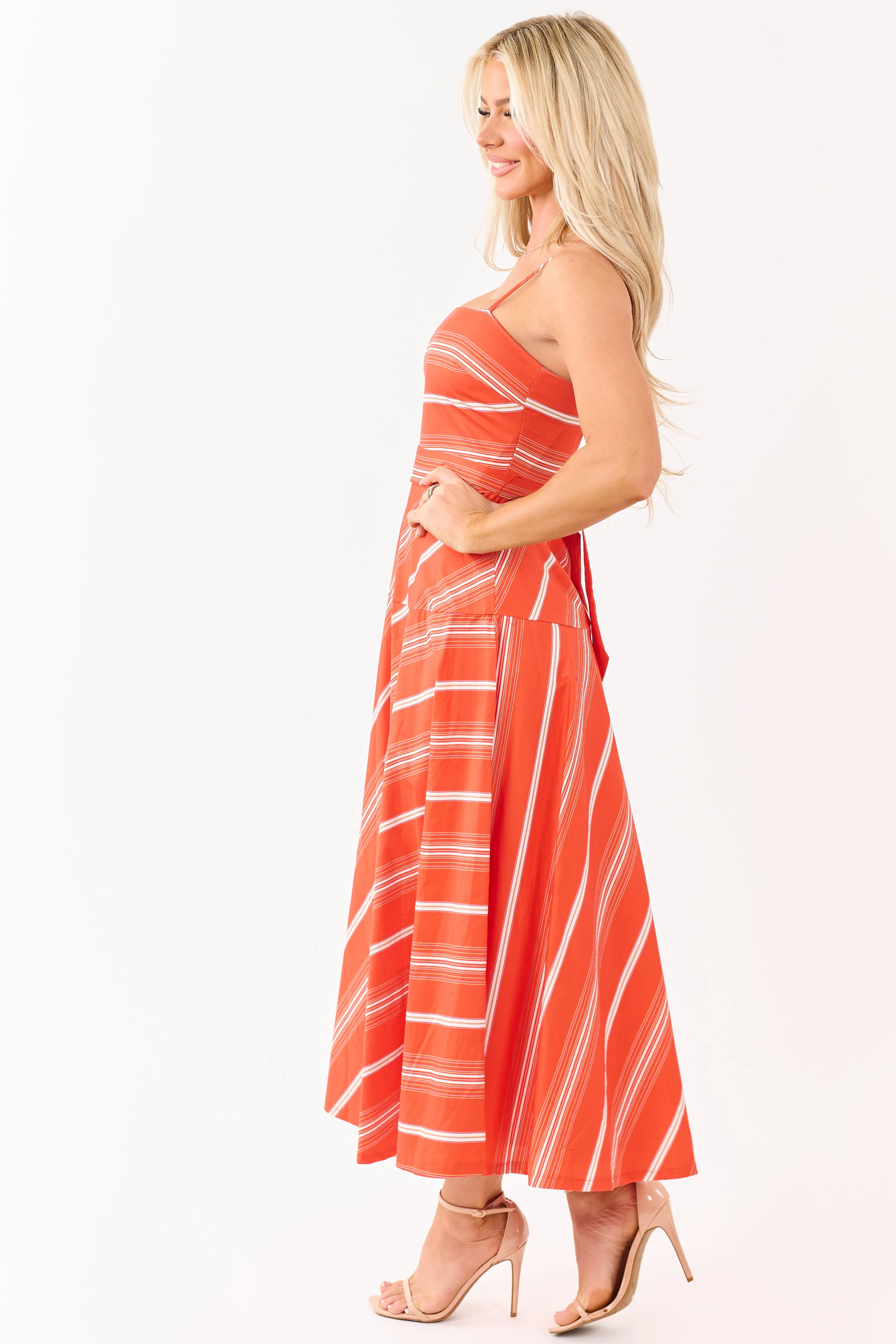 Flying Tomato Brick Striped Cotton Midi Dress sold by Lime Lush product image thumbnail 4