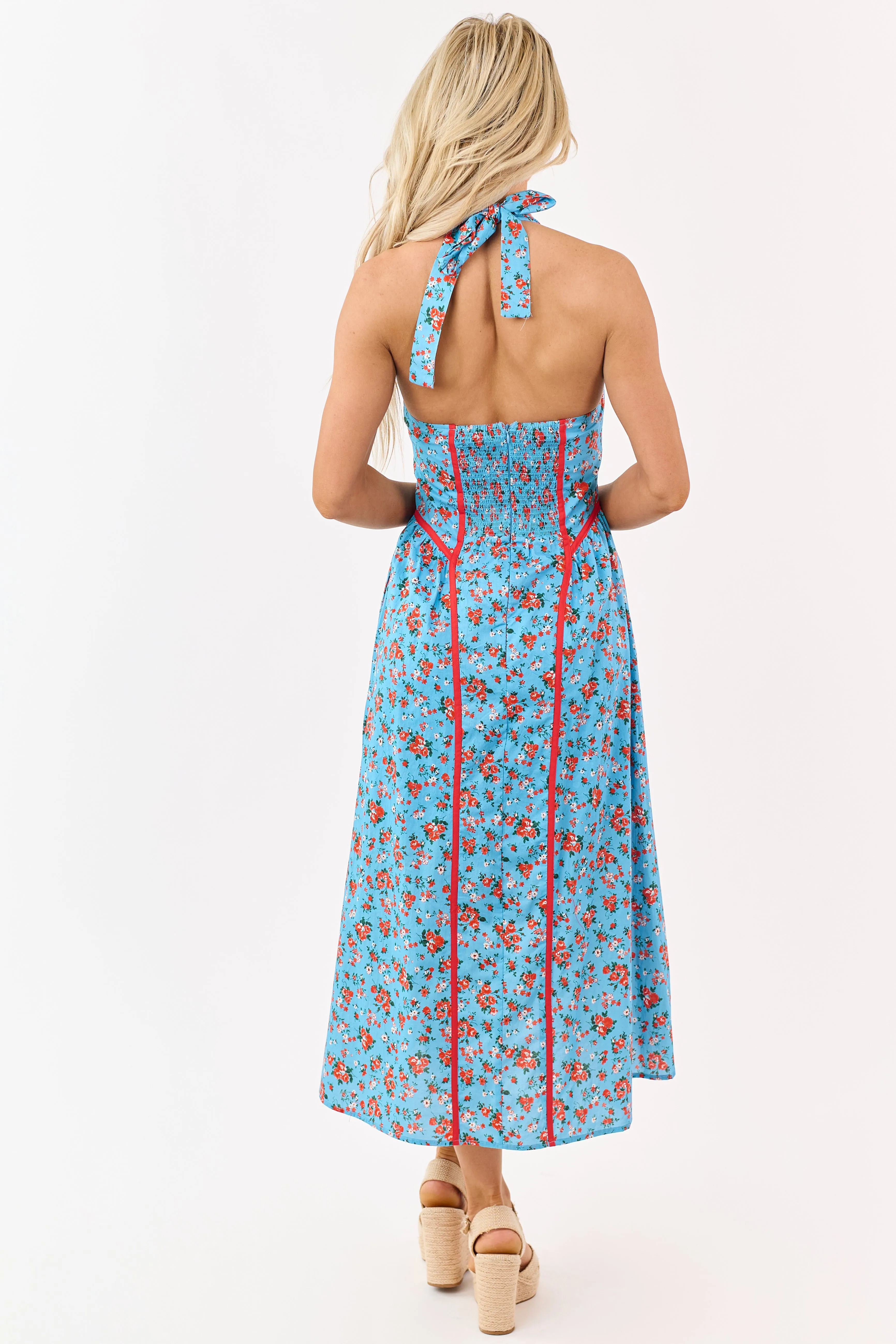 Entro Cornflower Floral Print Cotton Midi Dress sold by Lime Lush product image thumbnail 5