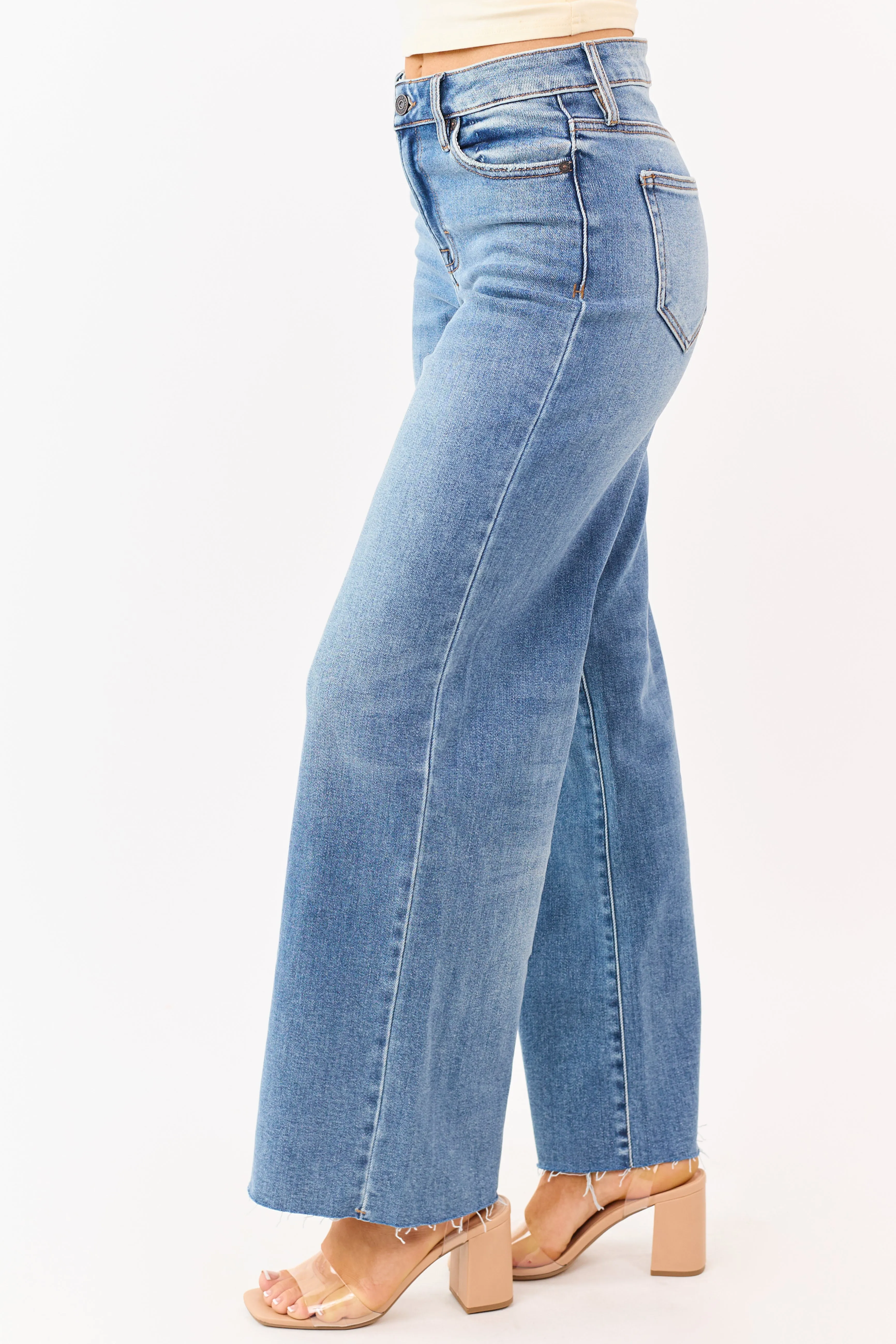 Hidden Premium Dark Wash Wide Leg Stretchy Jeans sold by Lime Lush product image thumbnail 3